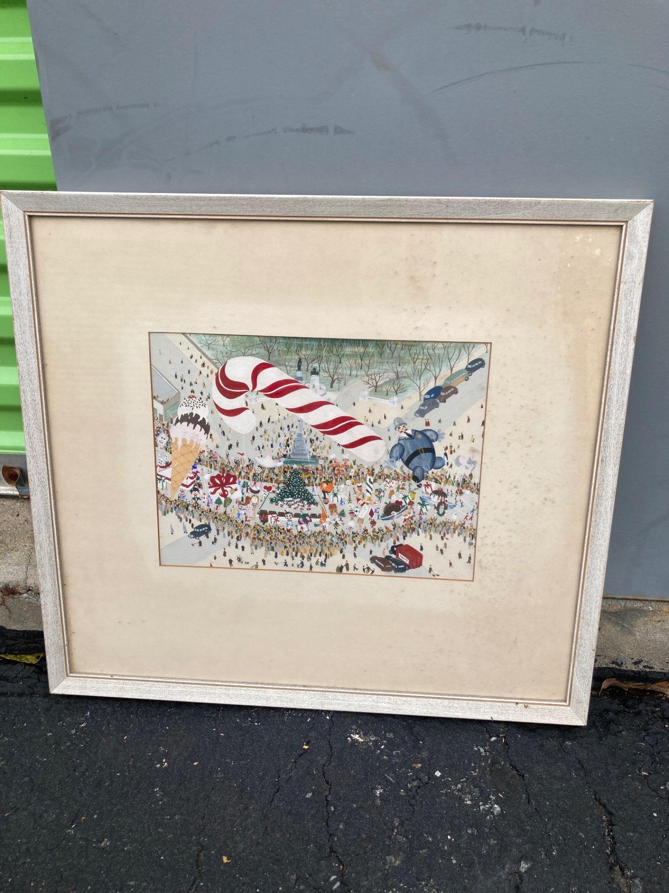 Framed Macy's holiday parade illustration with candy cane arch - image 1 of 5