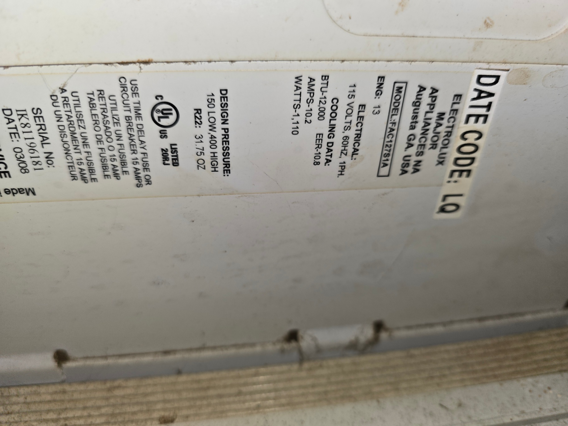 Frigidaire window air conditioner - image 5 of 6