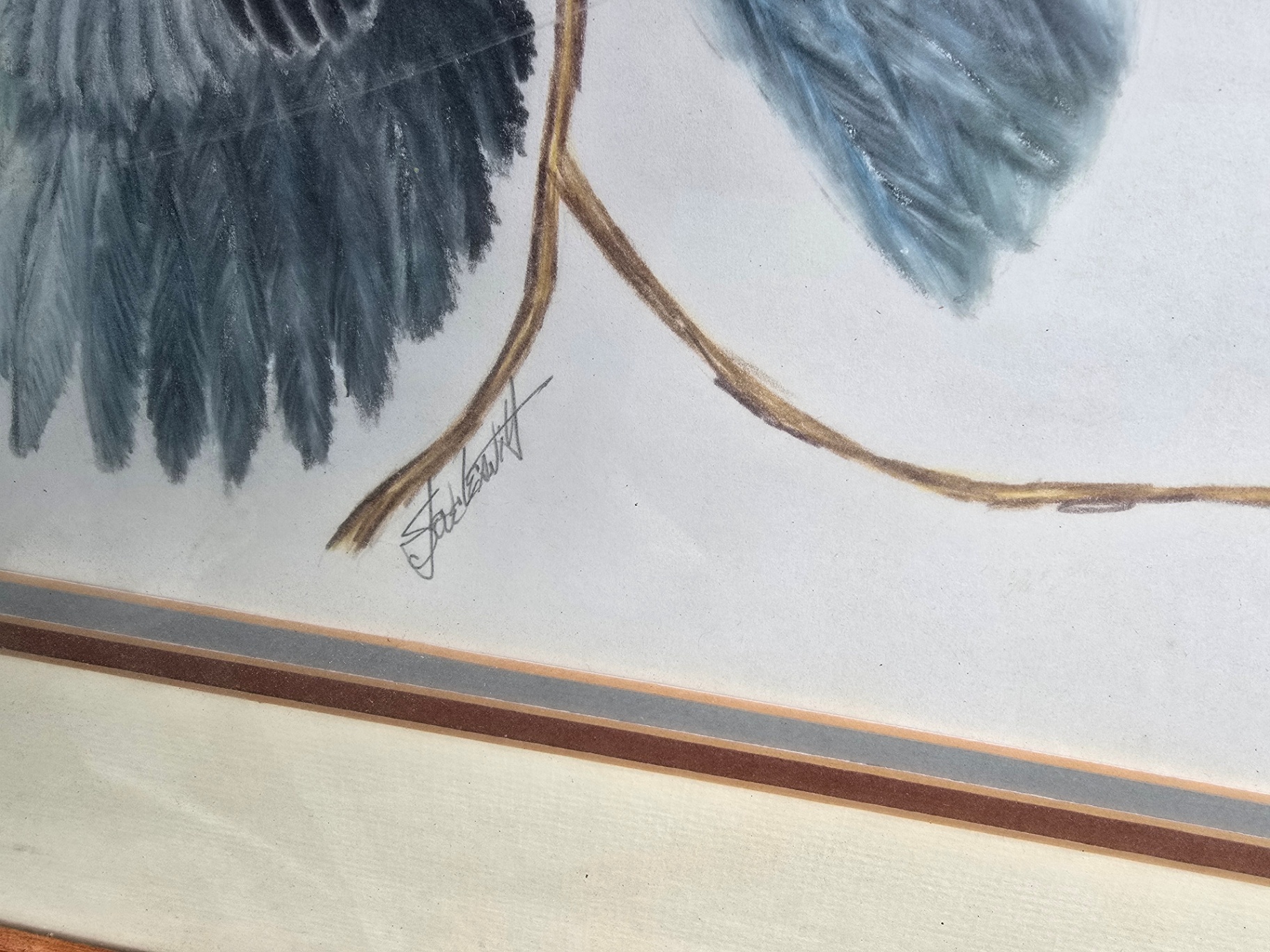 Framed blue bird artwork - image 4 of 8