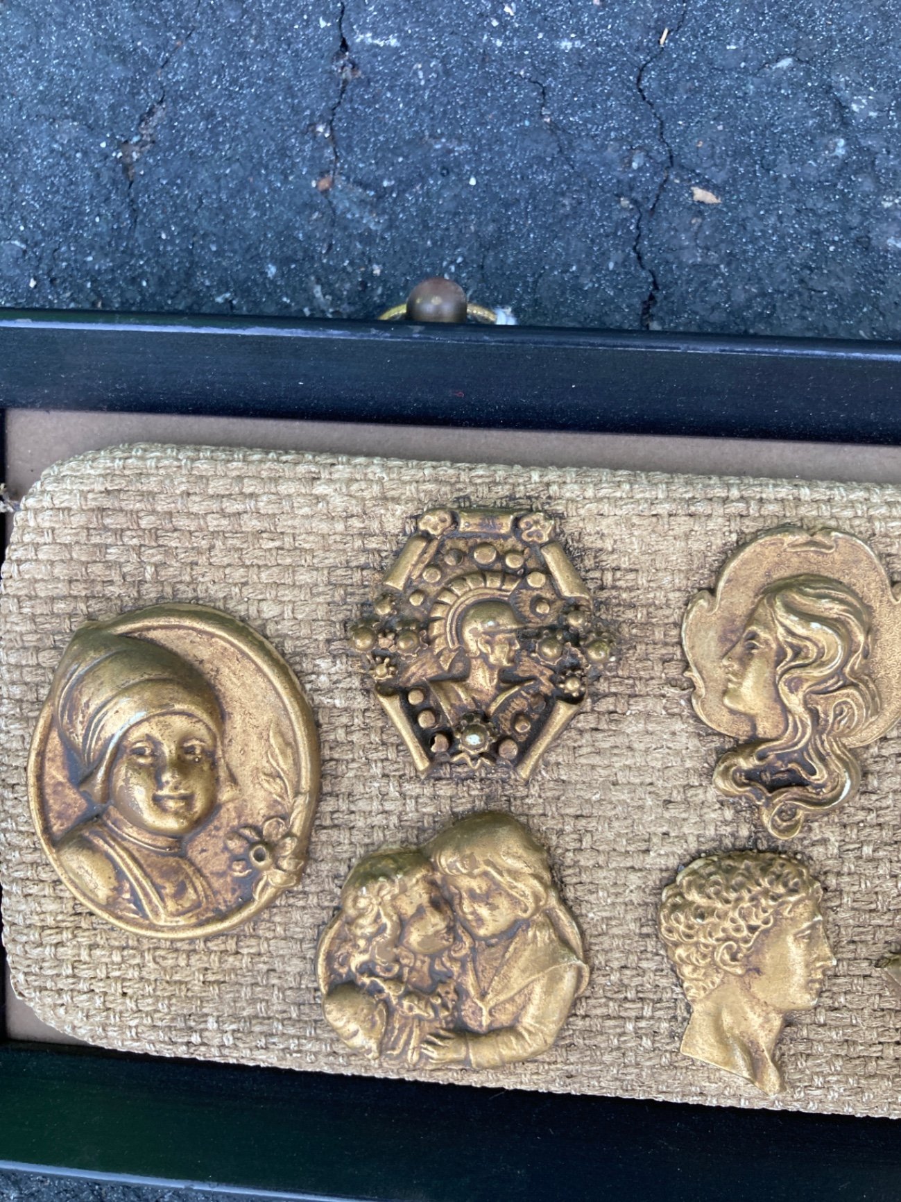 Framed vintage Liebig meat-extract advertisement prints with brass relief plaques - image 9 of 9