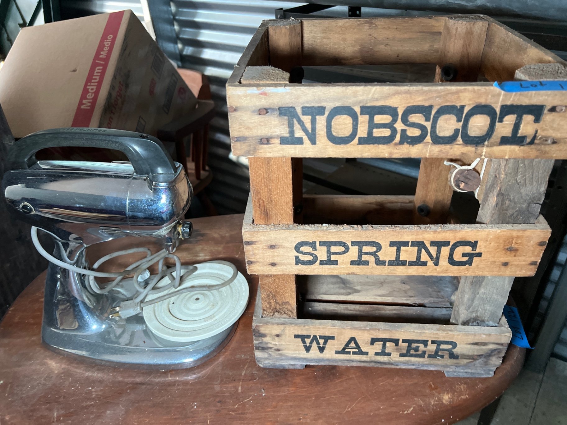 Vintage Hamilton Beach electric hand mixer with Nobscot Spring Water crate - image 1 of 7