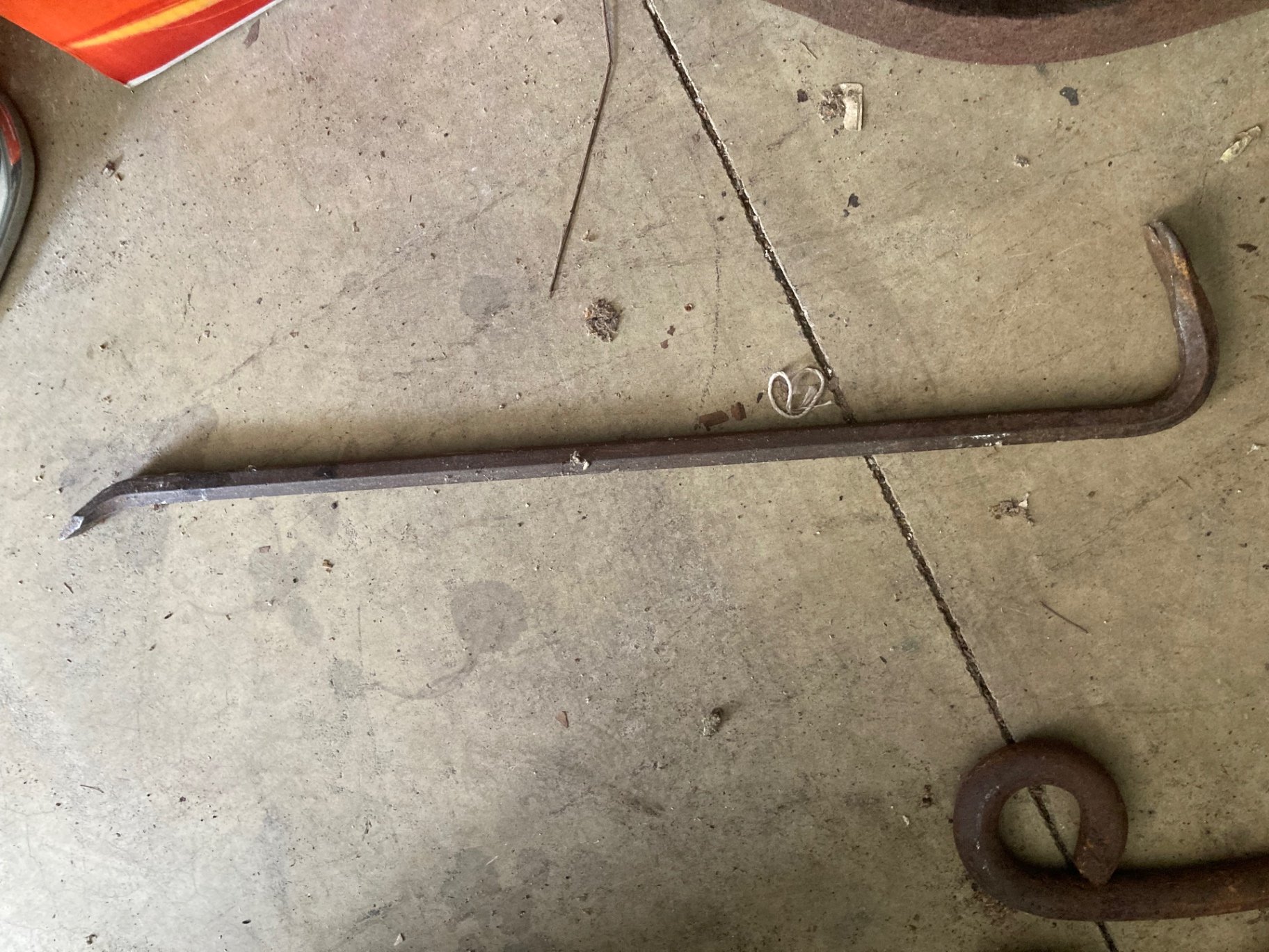 Antique fireplace tools and iron hardware with wooden container - image 10 of 10