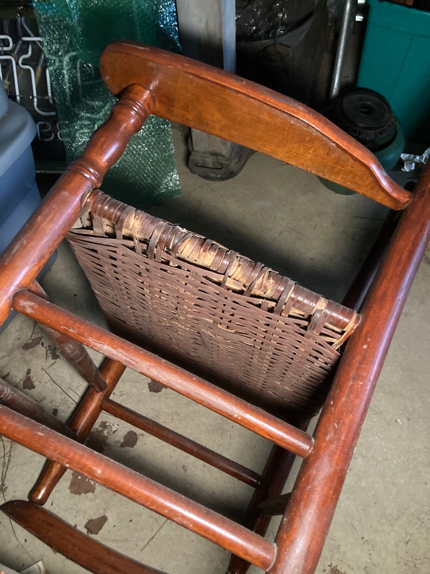 Vintage wooden chairs with caned seats and a rocking chair - image 7 of 7