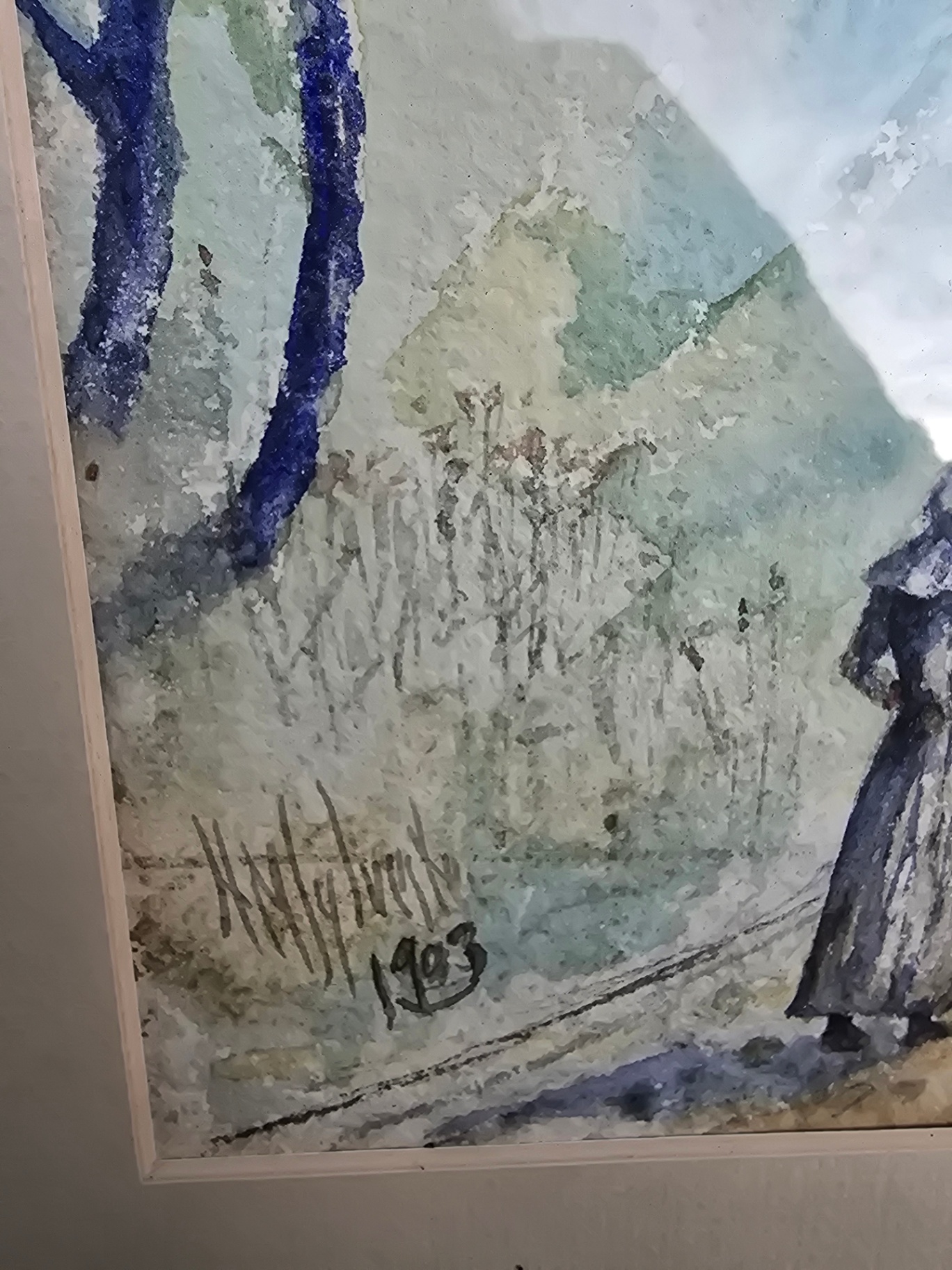 Framed, signed 1903 watercolor landscape - image 5 of 10