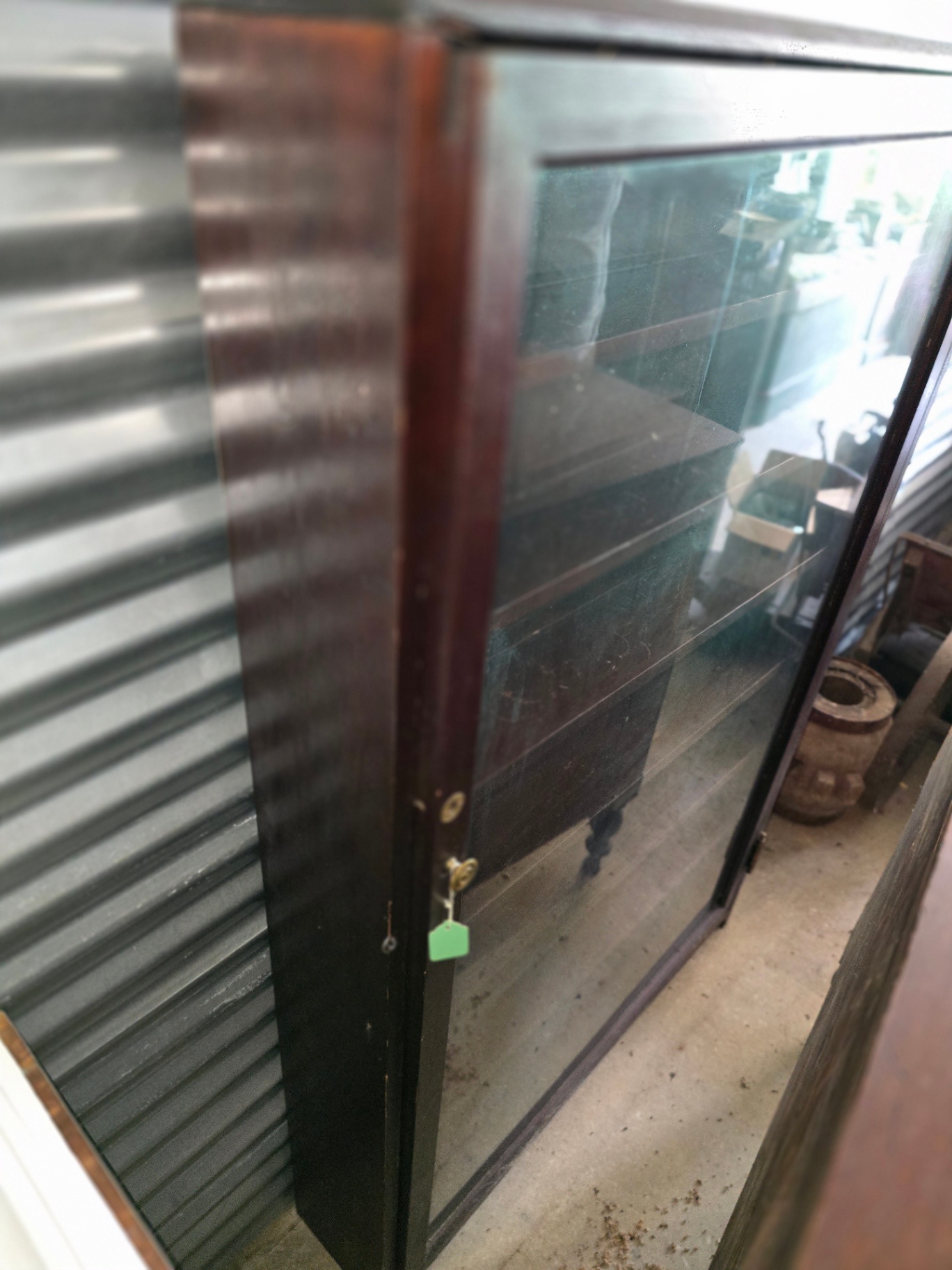Wooden glass-front display cabinet with shelves - image 7 of 28