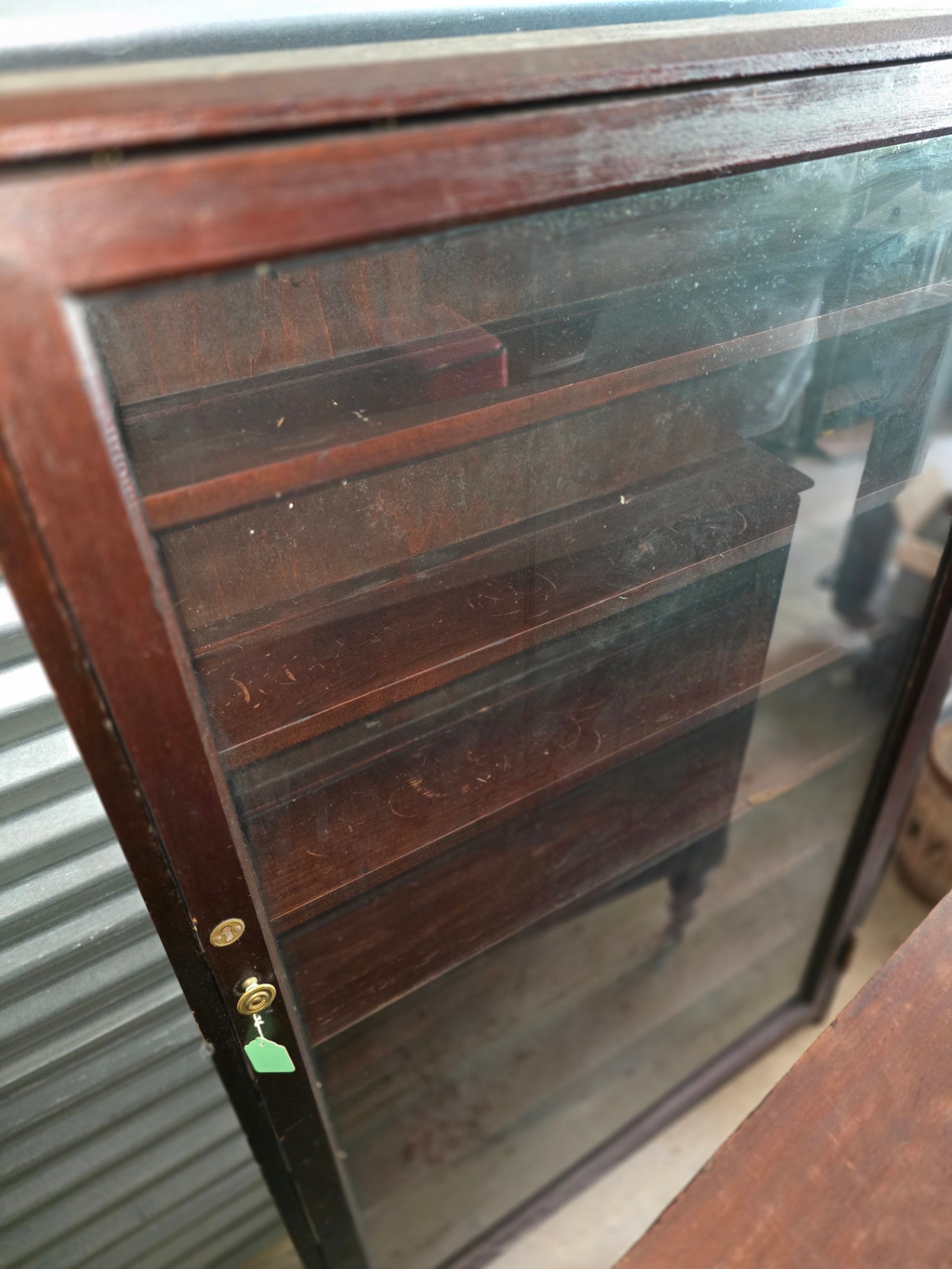 Wooden glass-front display cabinet with shelves - image 2 of 28