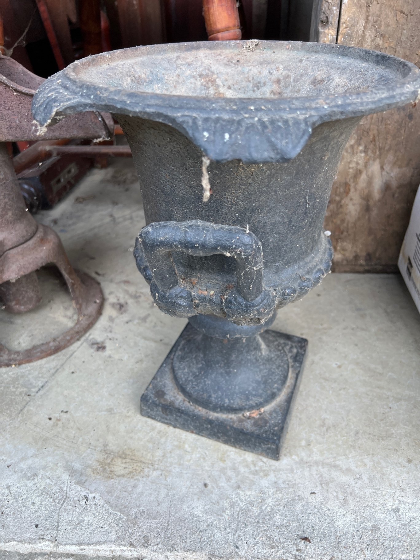Rusty antique metal water pump and urn  - image 2 of 6