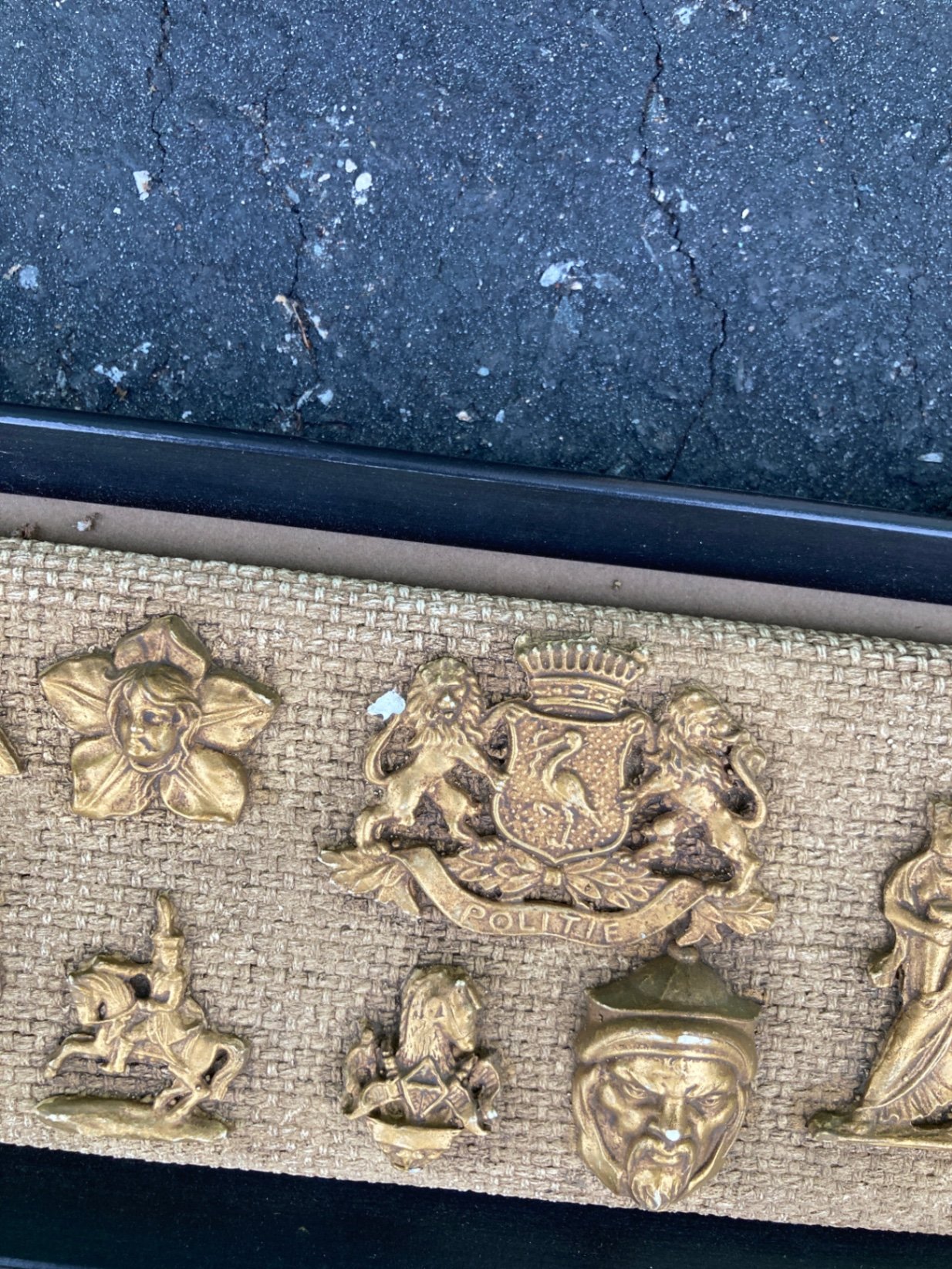 Framed vintage Liebig meat-extract advertisement prints with brass relief plaques - image 6 of 9