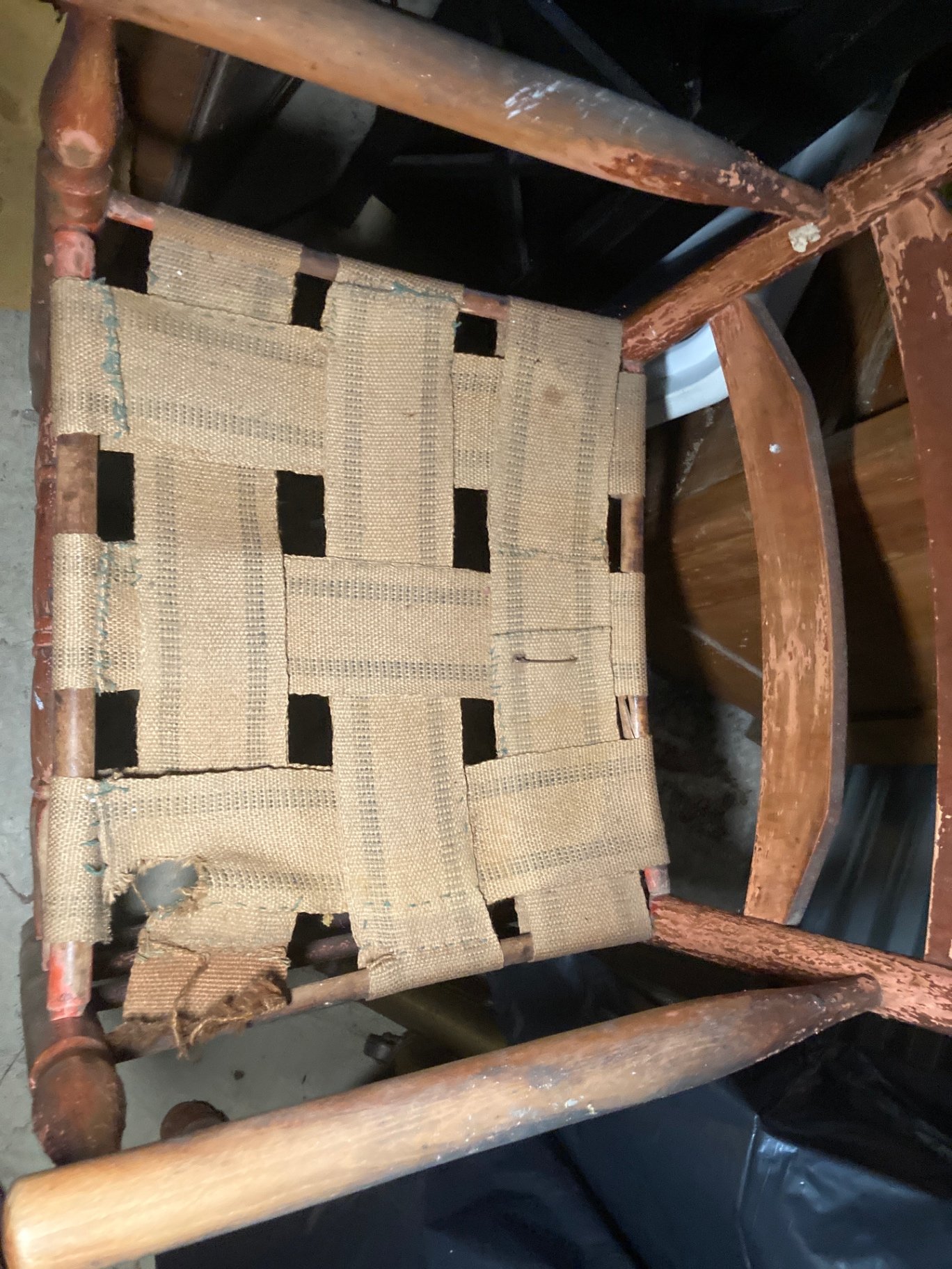 Set of vintage wooden ladder-back chairs with woven seats - image 8 of 8