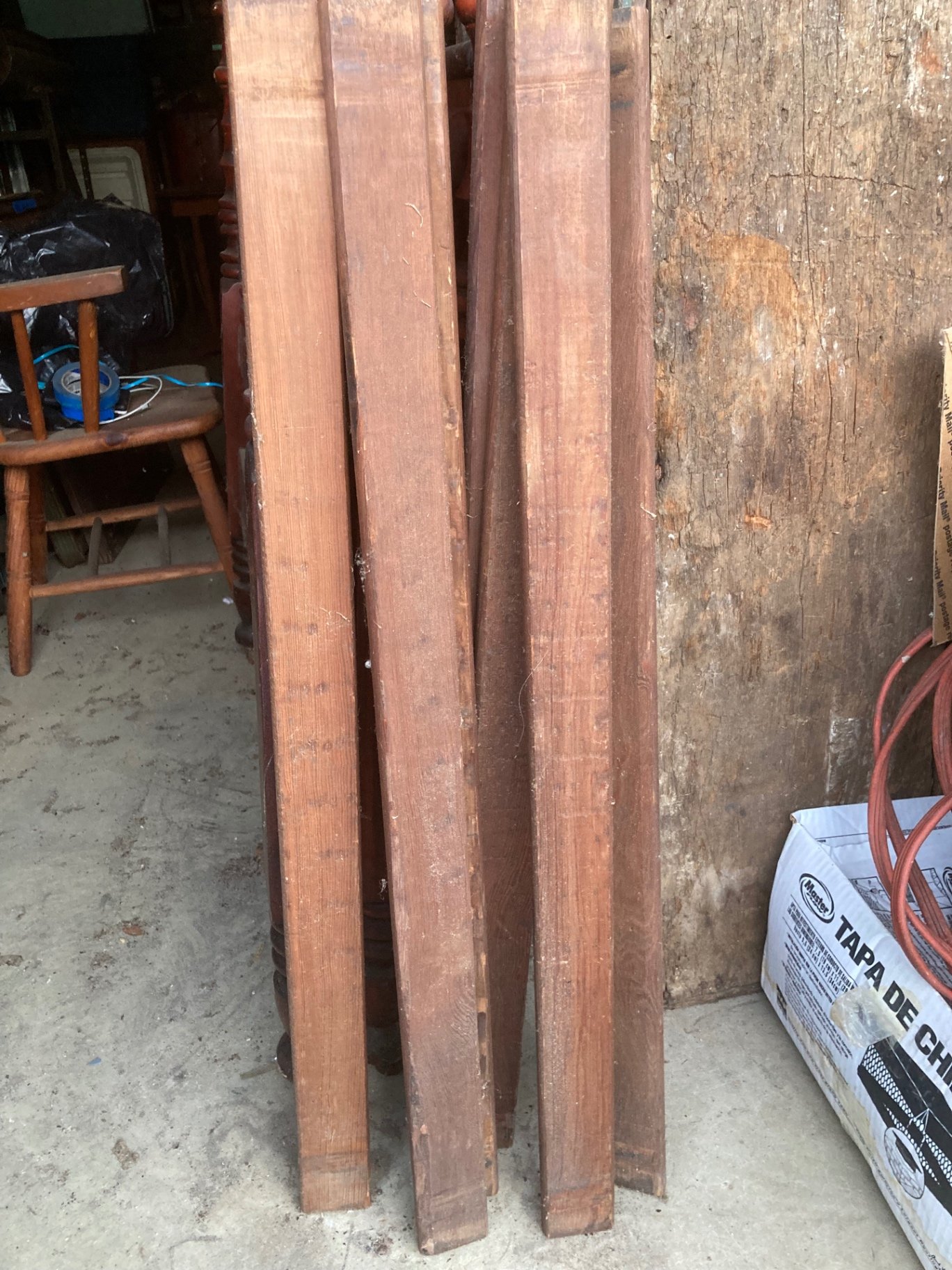 Set of twin, Antique wooden bed frames with turned posts and rails - image 9 of 9