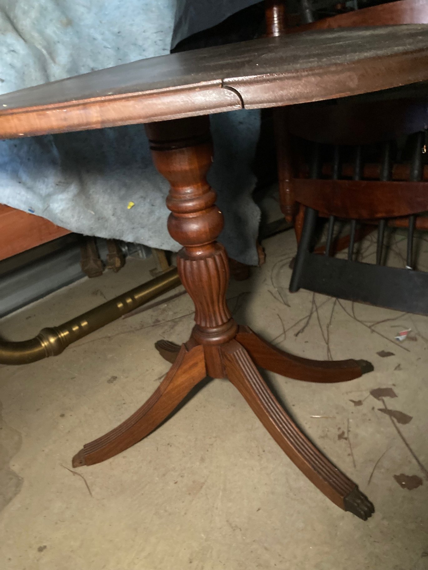Round pedestal table, wicker barrel hamper, and circular justice-themed rug - image 7 of 14