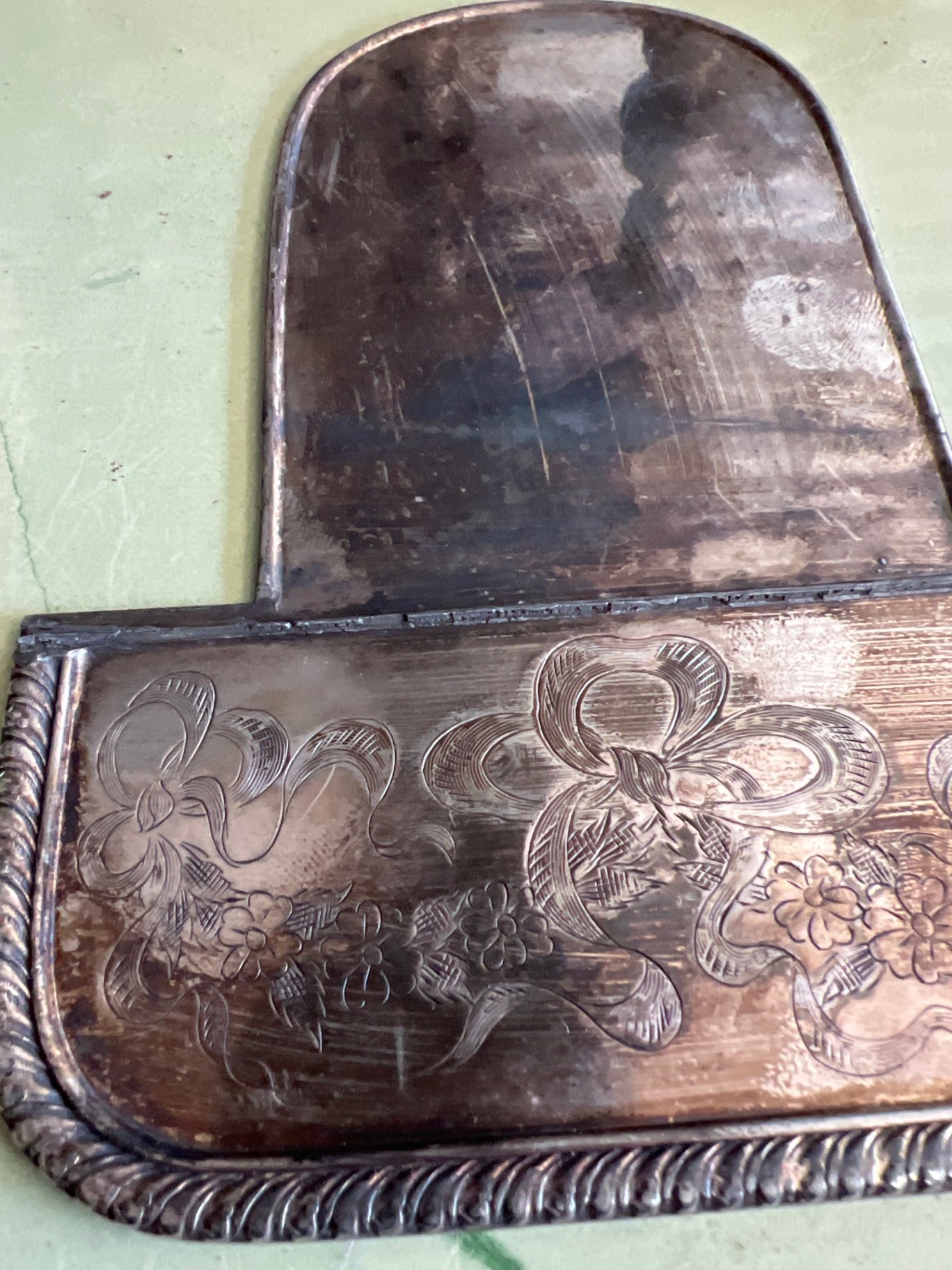 Engraved silver-plate bookends parts with floral motifs - image 9 of 9