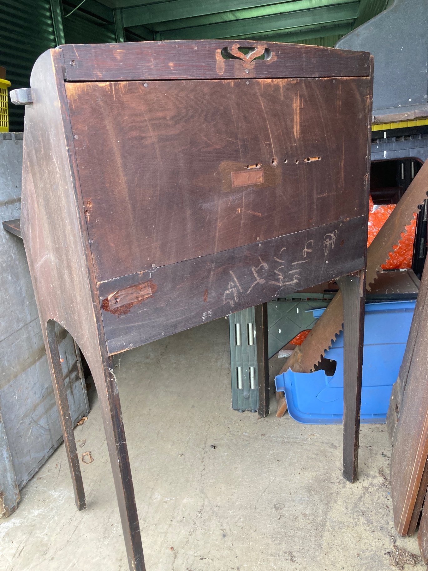 Antique wooden secretary desk with cubby storage - image 2 of 16