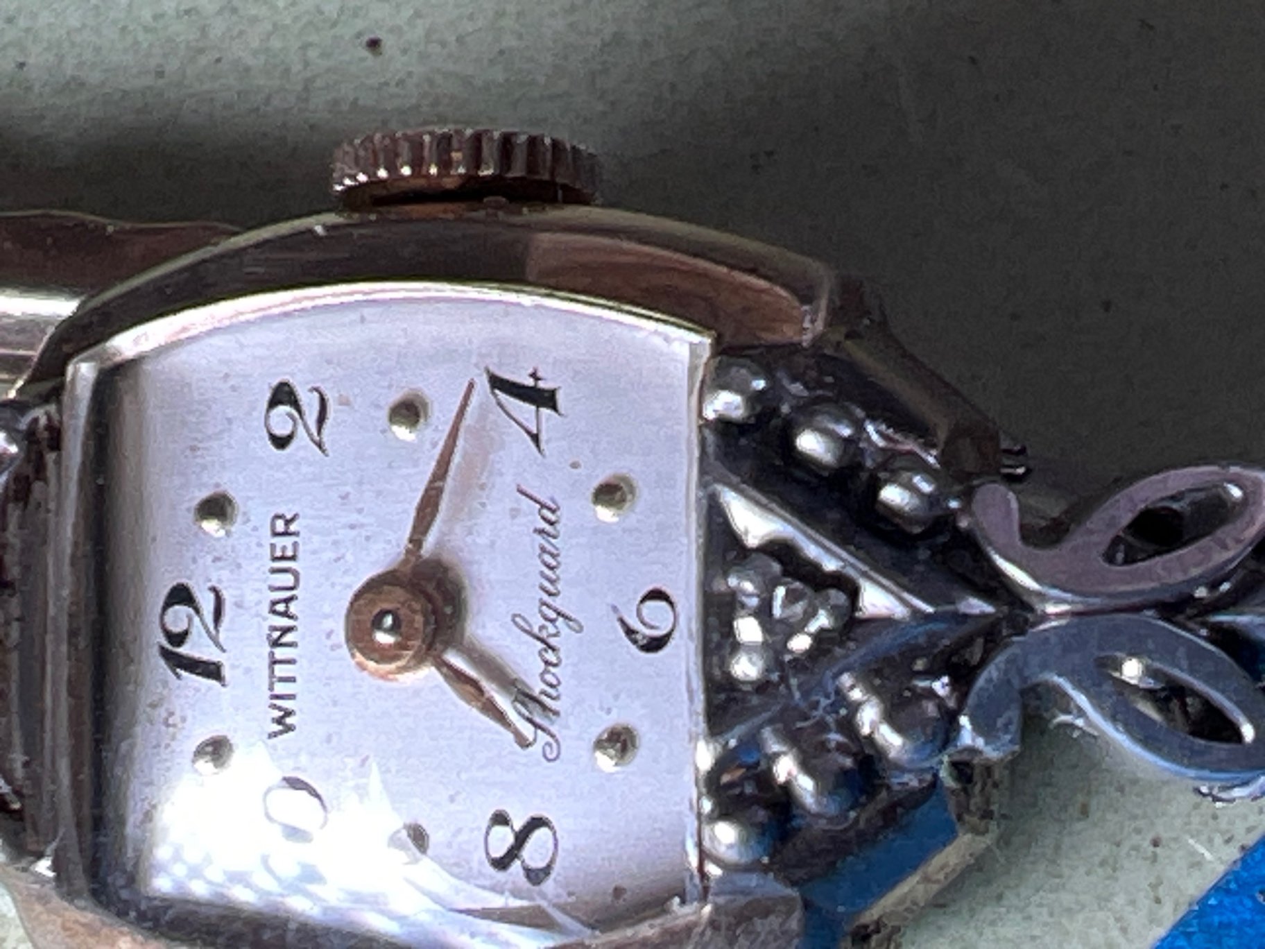Vintage enamel-stone bracelet watch set with Gruen quartz and Wittnauer pendant - image 6 of 7