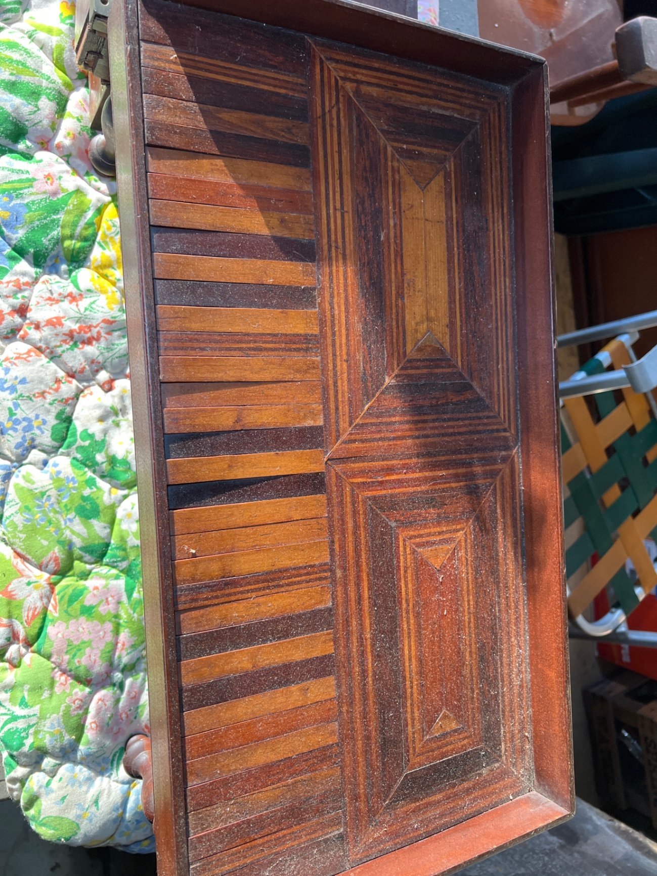 Vintage wooden storage box with compartments - image 3 of 7