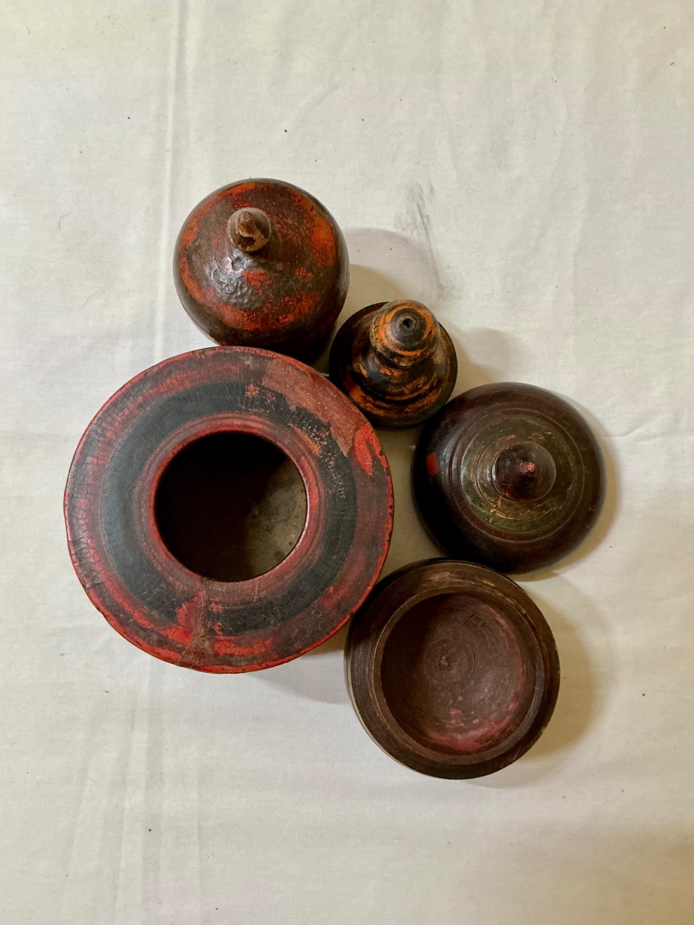Folk Art Wood containers and Tray - image 2 of 5