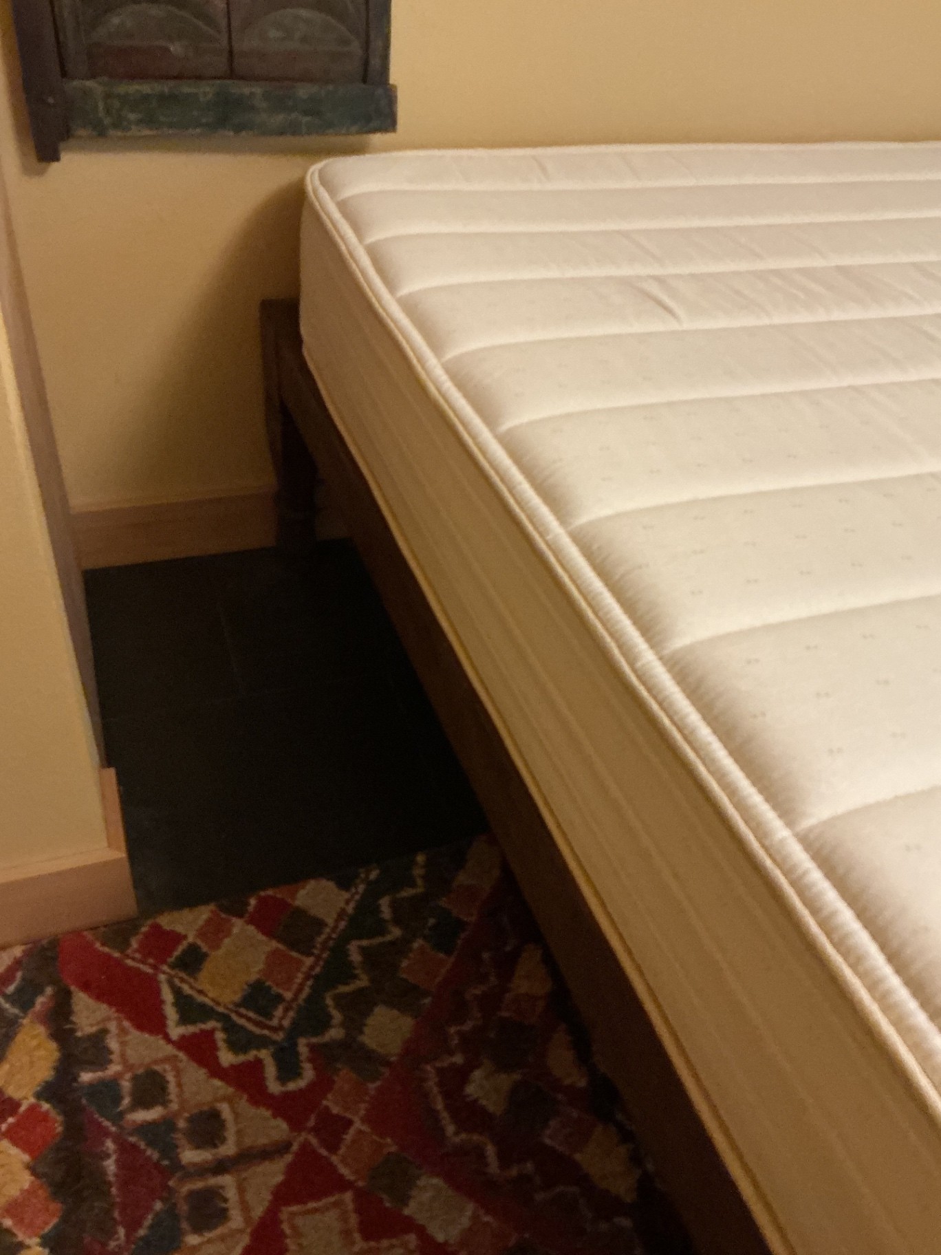Carved wooden bed frame with memory foam mattress - image 9 of 9