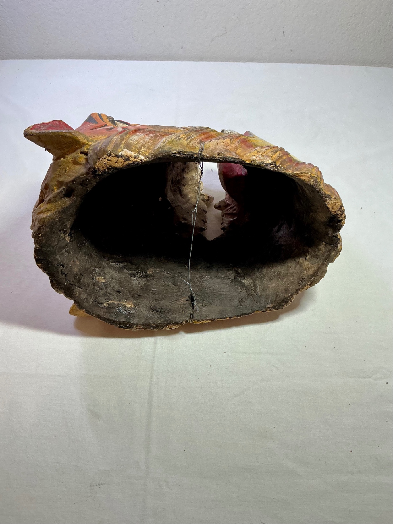 Vintage Hand Carve & Painted Wood Animal Mask - image 4 of 5