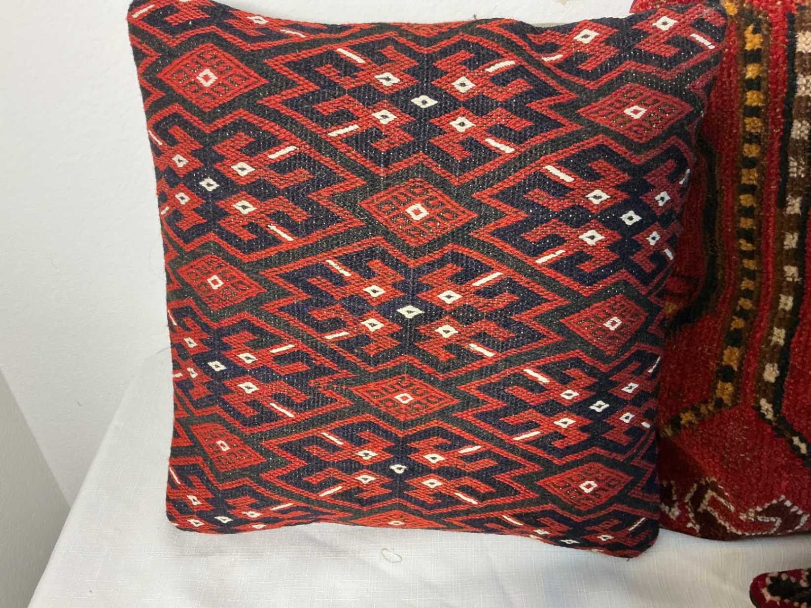 4 vintage Rug covered pillows - image 4 of 7