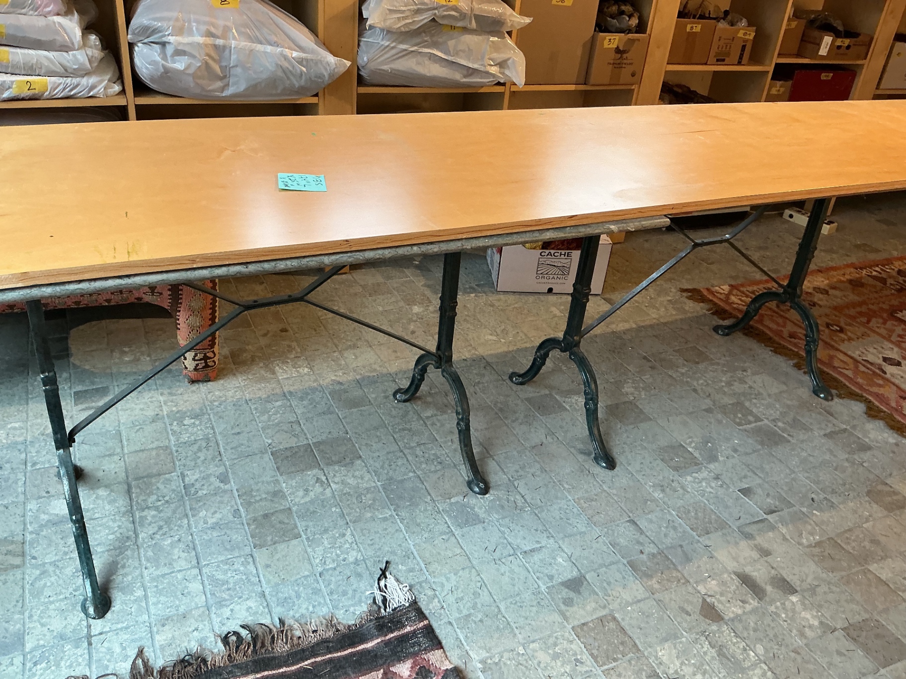 Very long ART table, Solid wood on Metal Pedestals - image 8 of 9