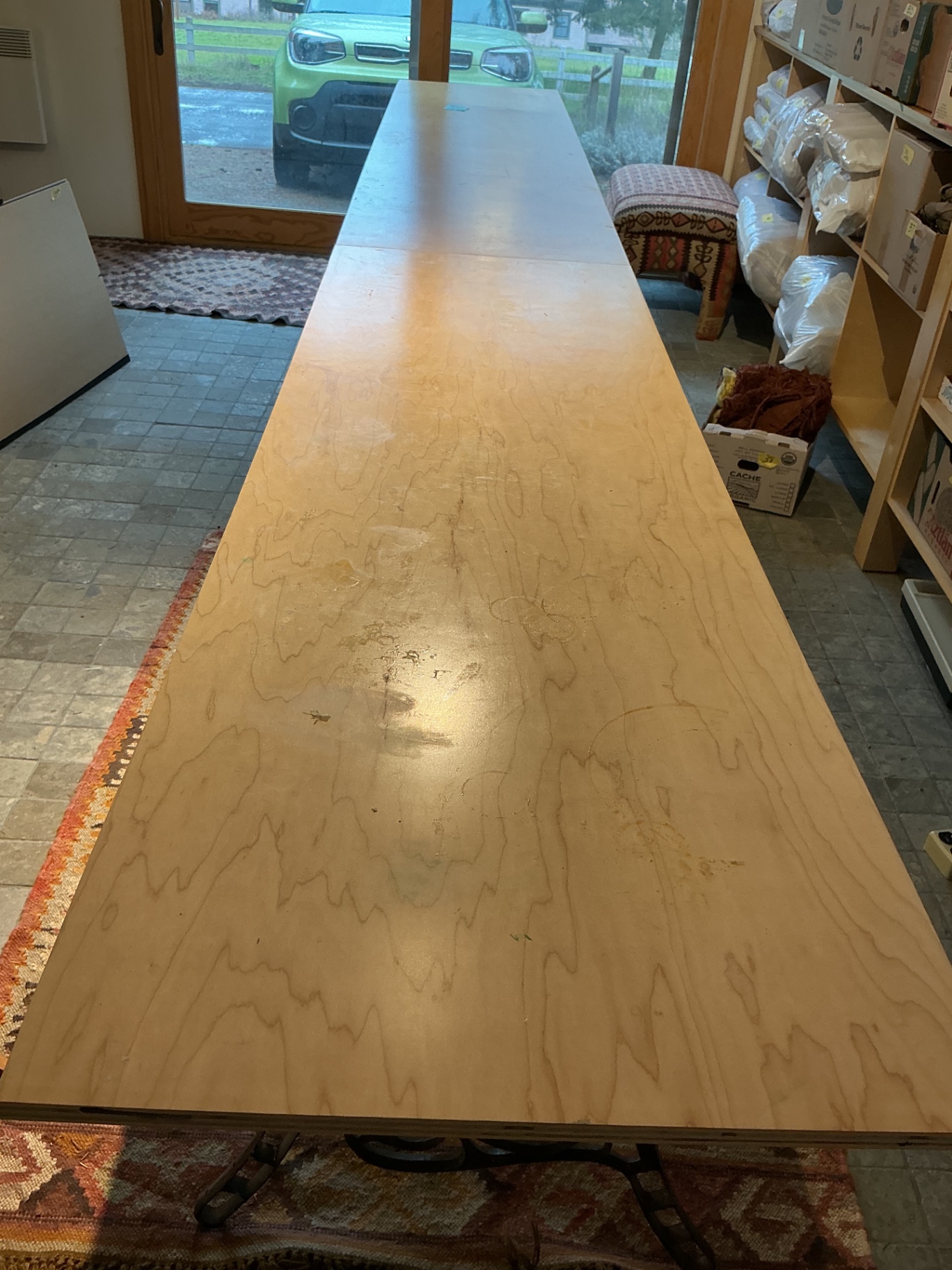 Very long ART table, Solid wood on Metal Pedestals - image 4 of 9