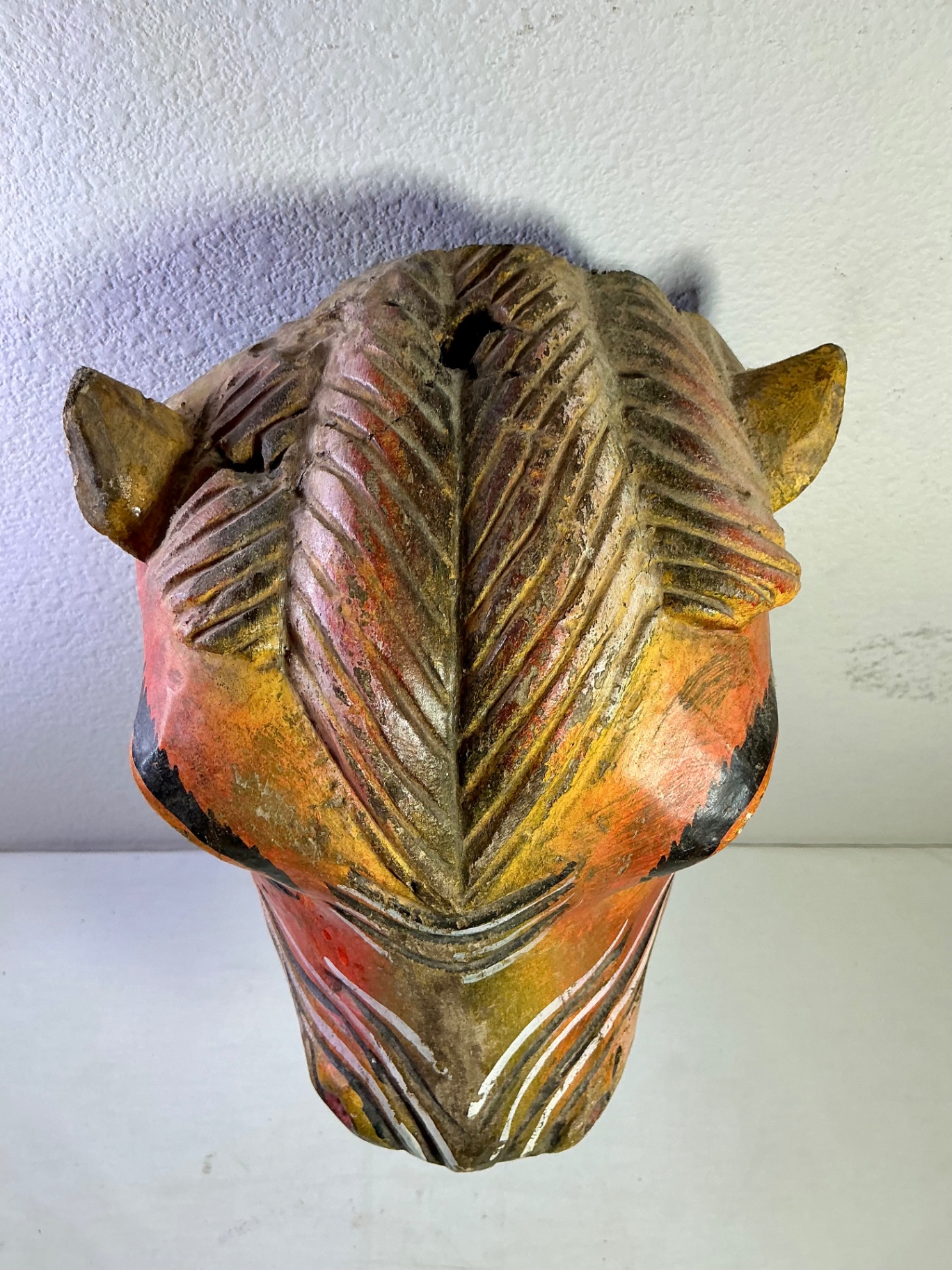 Vintage Hand Carve & Painted Wood Animal Mask - image 5 of 5