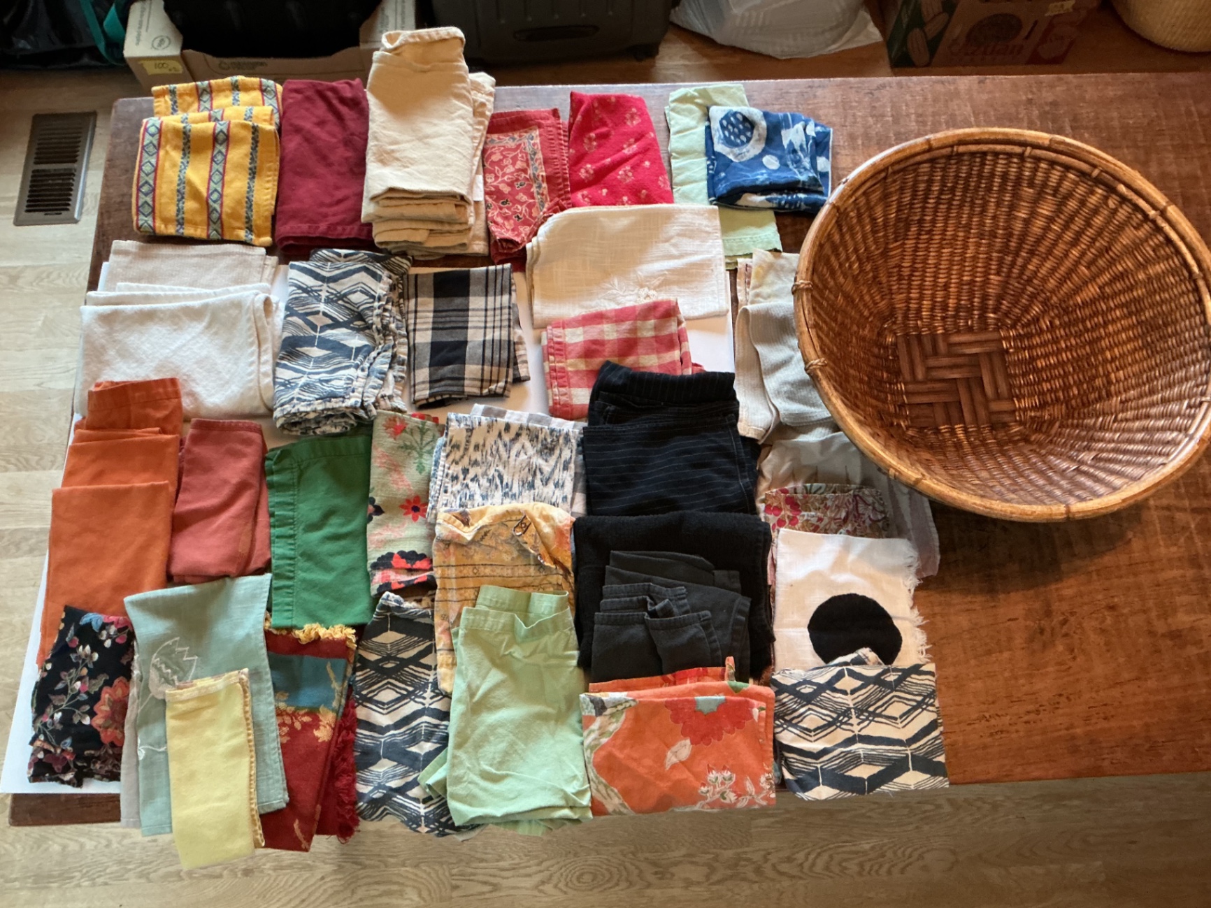 Ethnic fabric napkins and basket - image 2 of 6