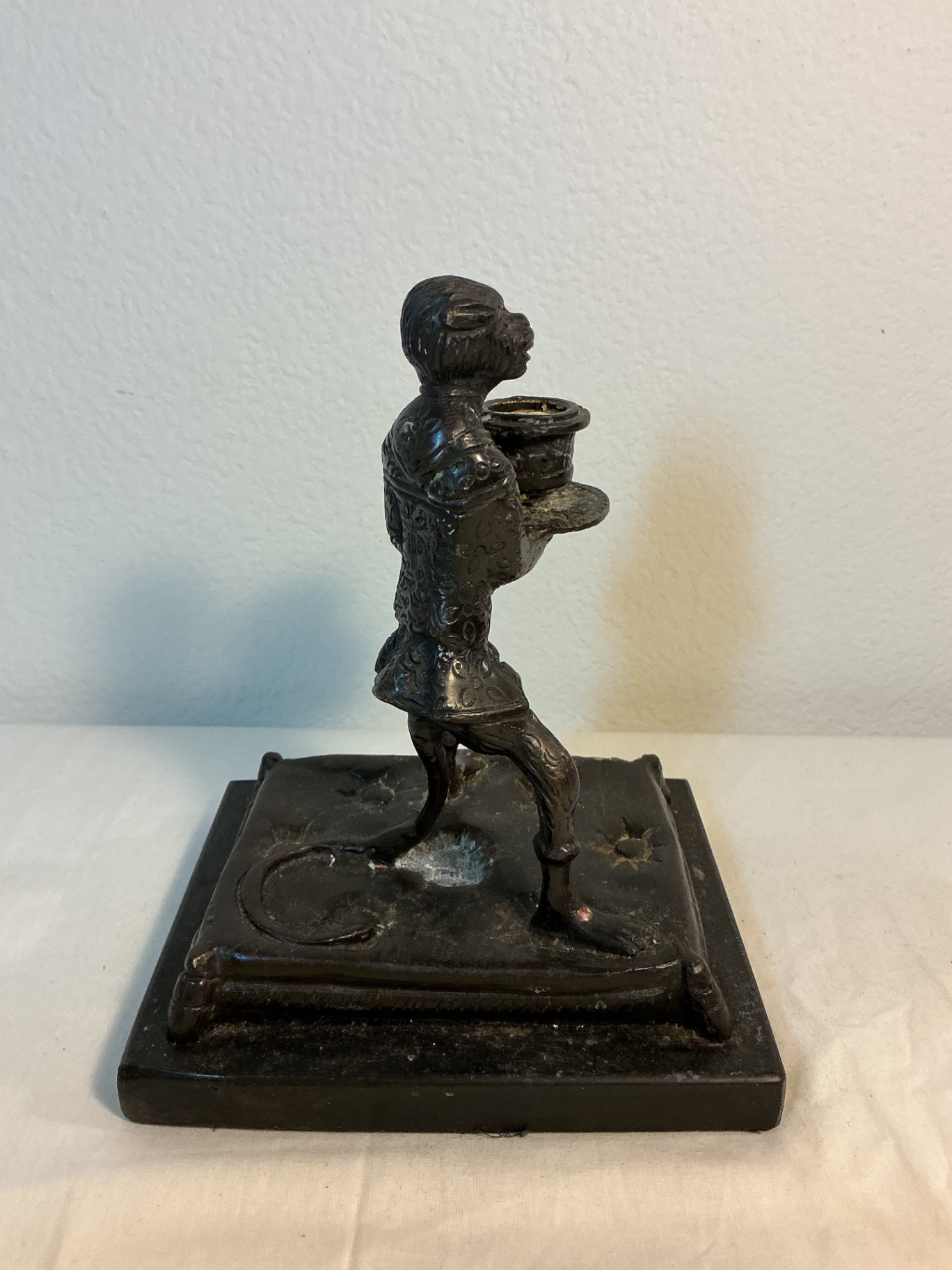 Vintage Bronze Monkey, 3 Antique Chinese Jue, and a carved bust - image 5 of 12