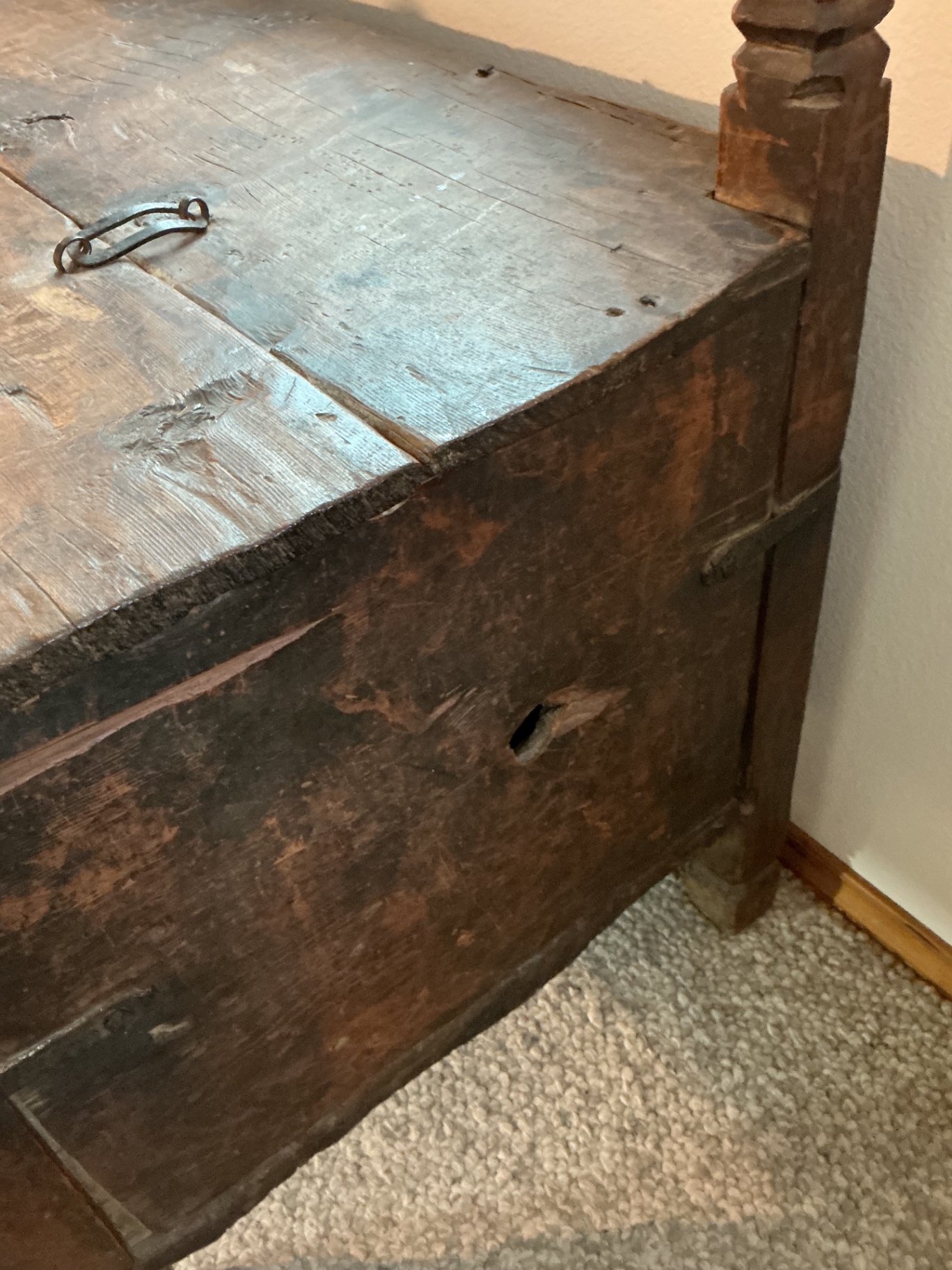 Antique Wooden Dowry Chest - image 4 of 8