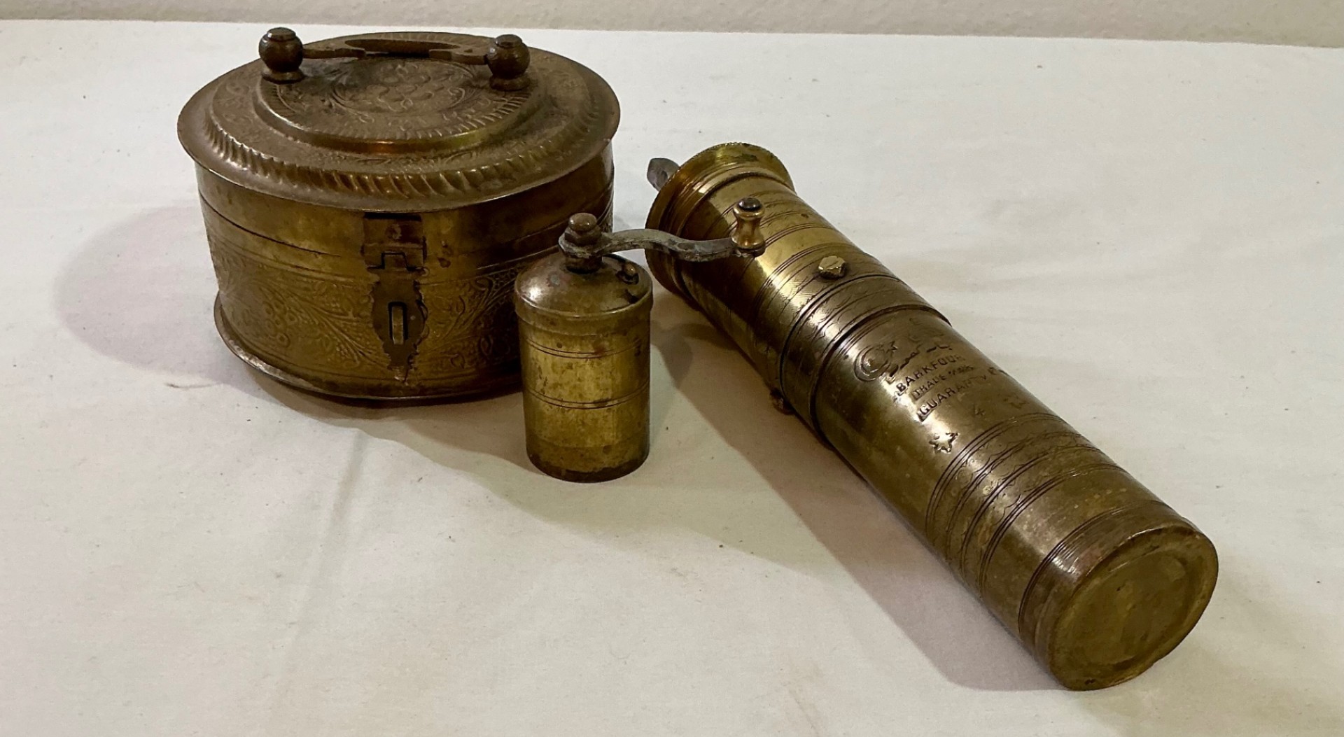 Folk Art Round Box and Unique Turkish Brass items - image 4 of 6