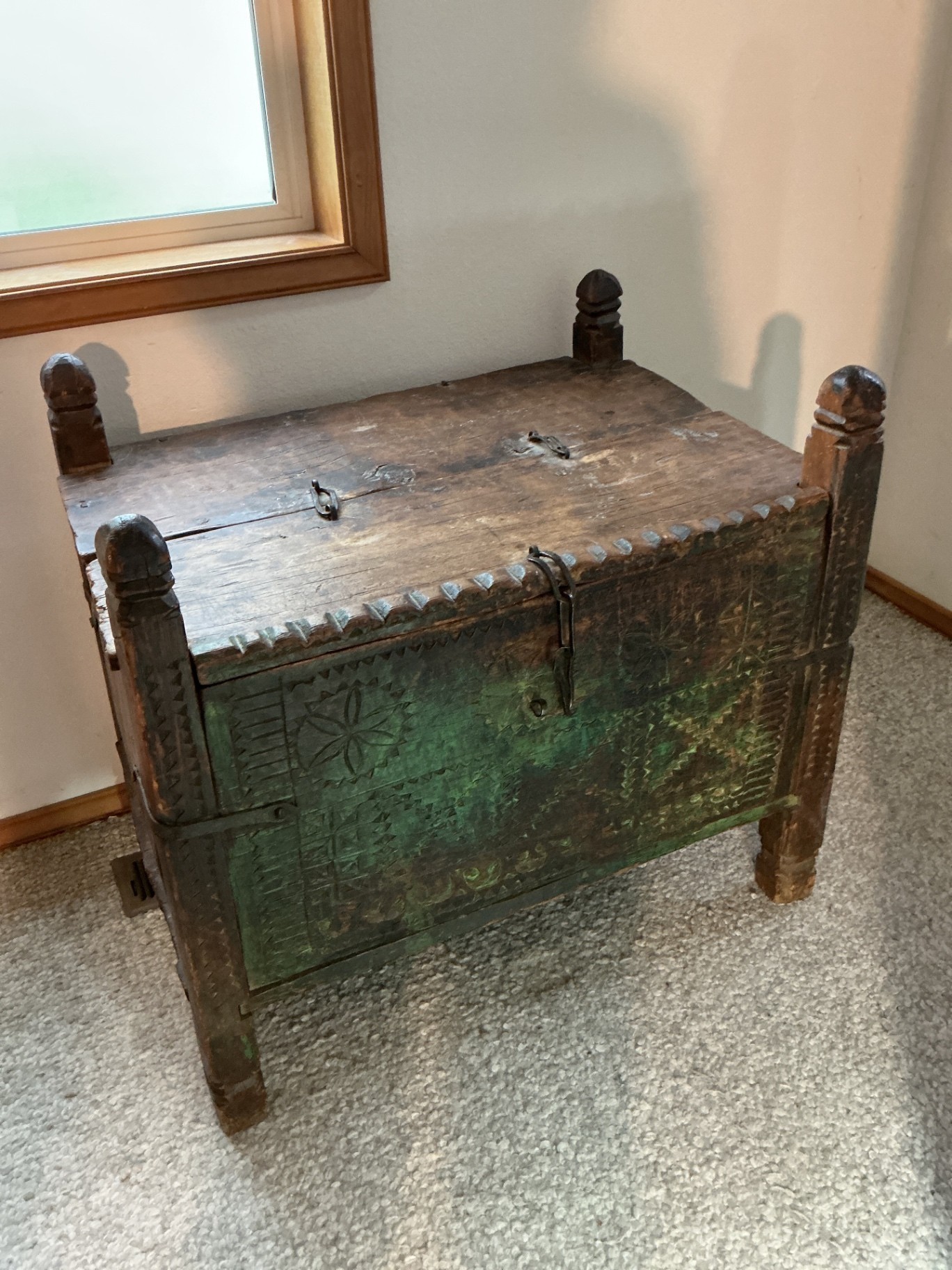 Antique Wooden Dowry Chest - image 1 of 8