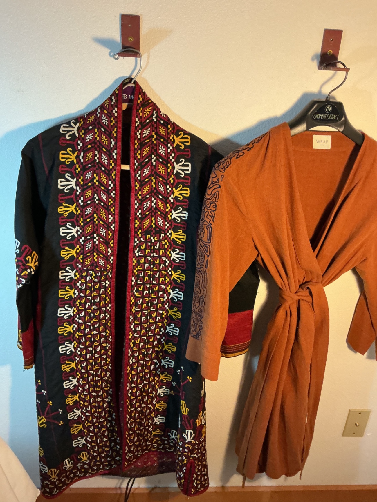 Tekke Turkmen chyrpy coat, and linen wrap dress - image 1 of 8