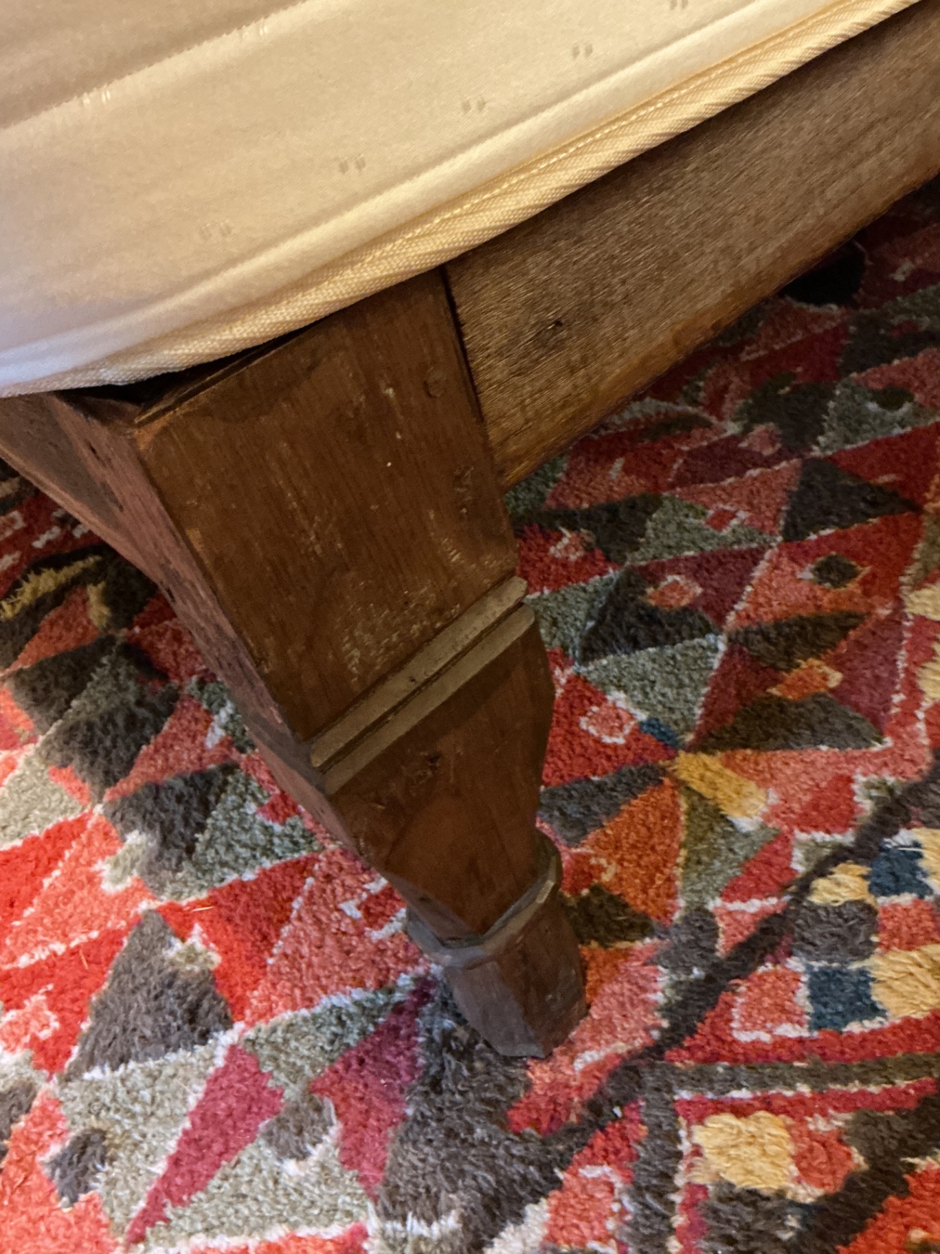 Carved wooden bed frame with memory foam mattress - image 8 of 9