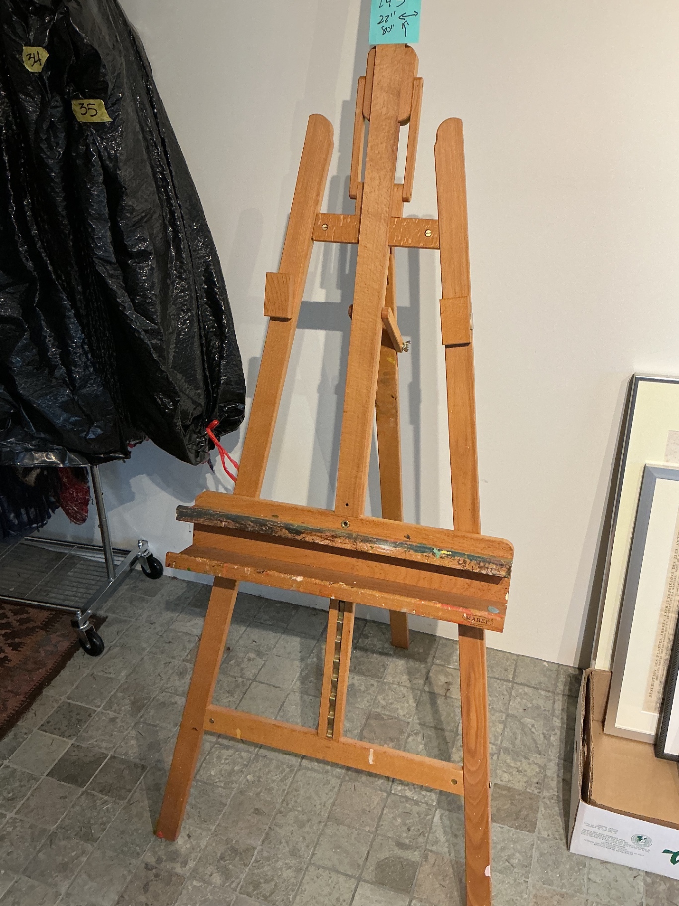 Wooden Artist Easel and 4 large canvases - image 3 of 8