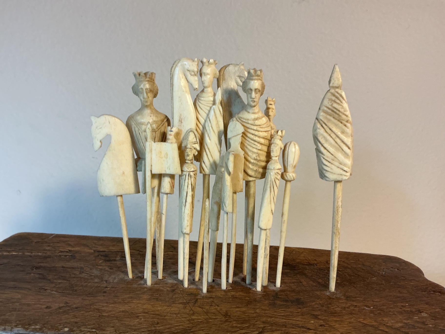 Antique French Carved Bone Chess Pieces - image 2 of 3