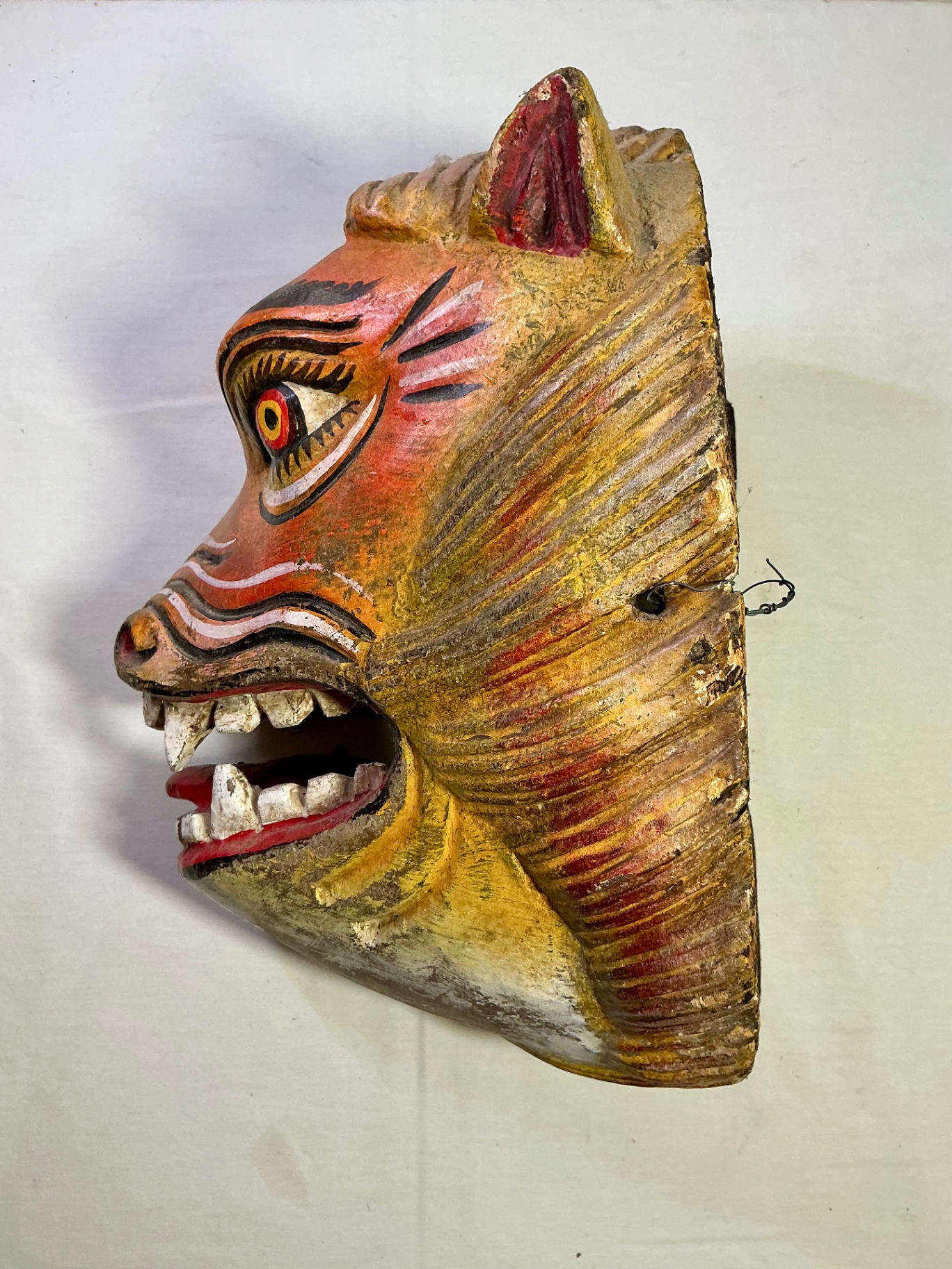 Vintage Hand Carve & Painted Wood Animal Mask - image 3 of 5