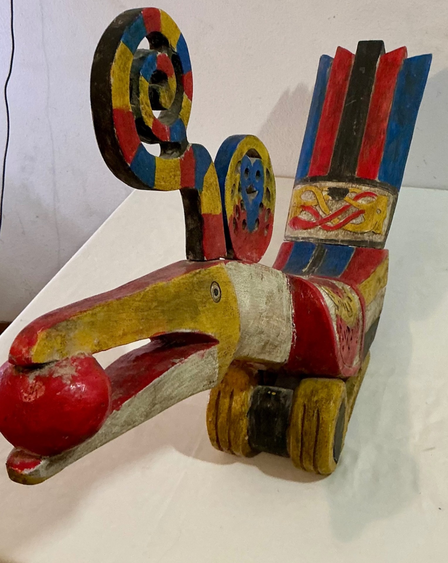 Hand carved and Painted Borneo Hornbill Statue - image 2 of 4