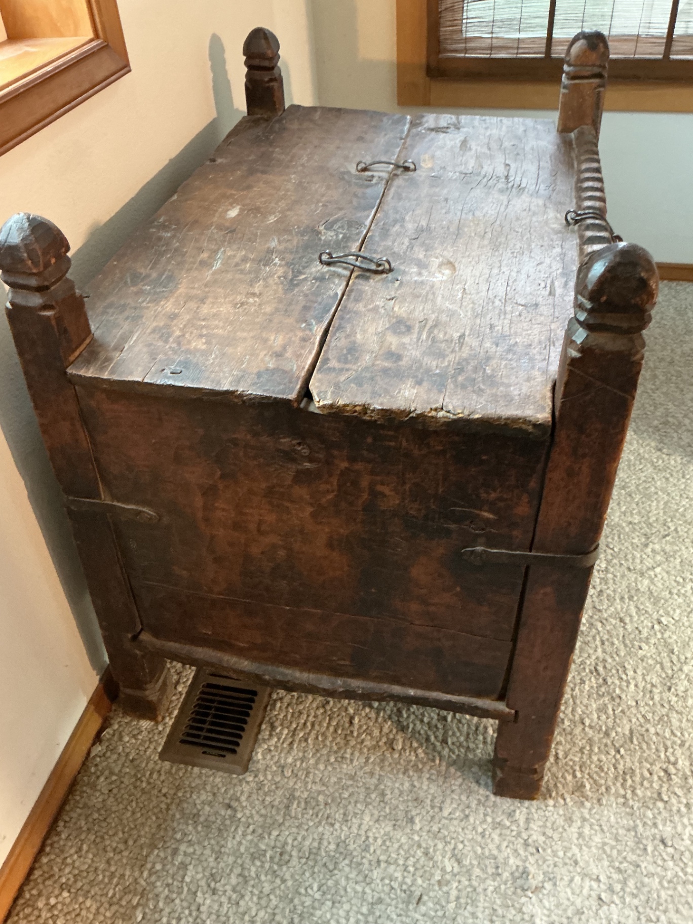 Antique Wooden Dowry Chest - image 3 of 8