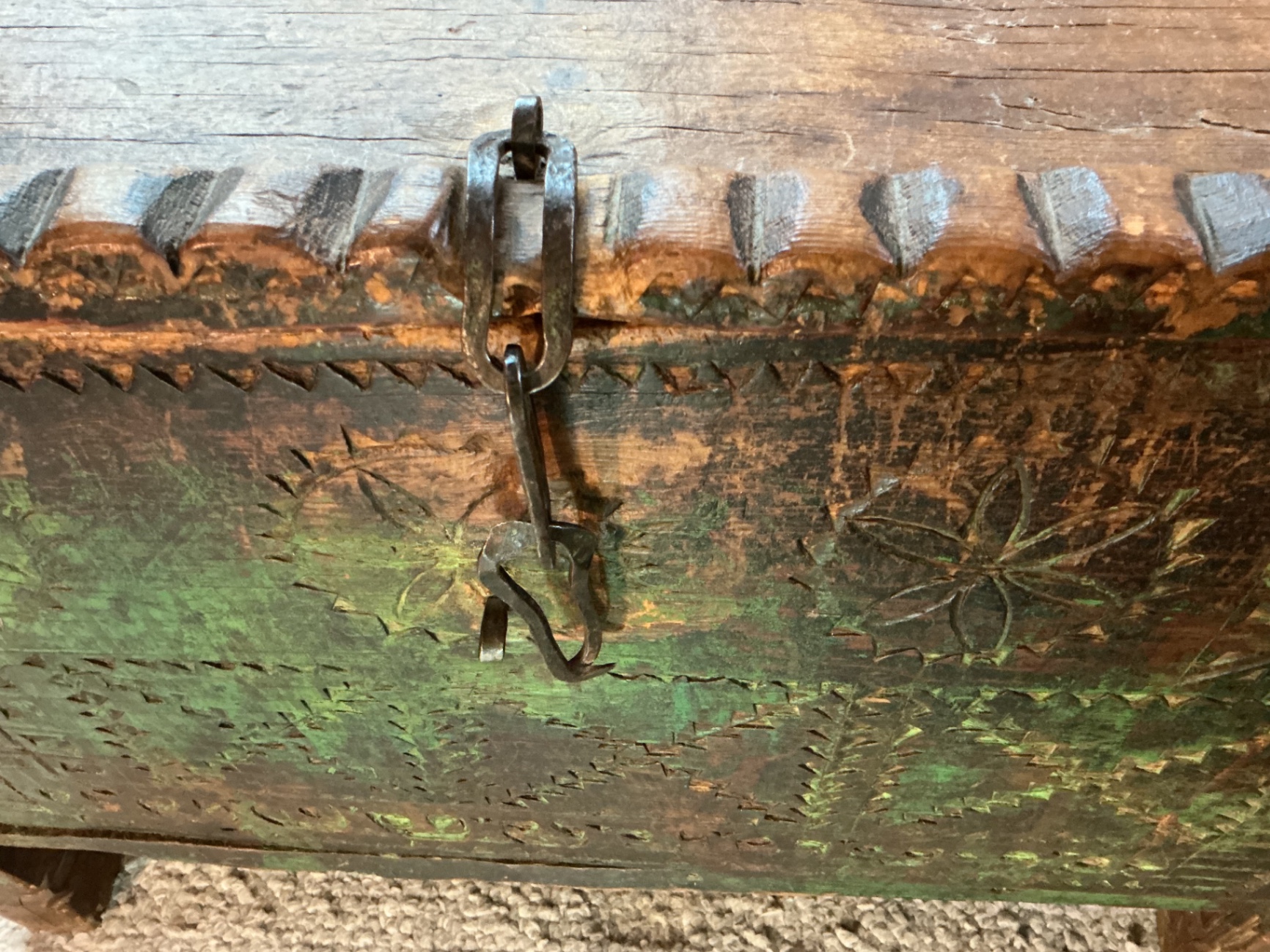 Antique Wooden Dowry Chest - image 7 of 8
