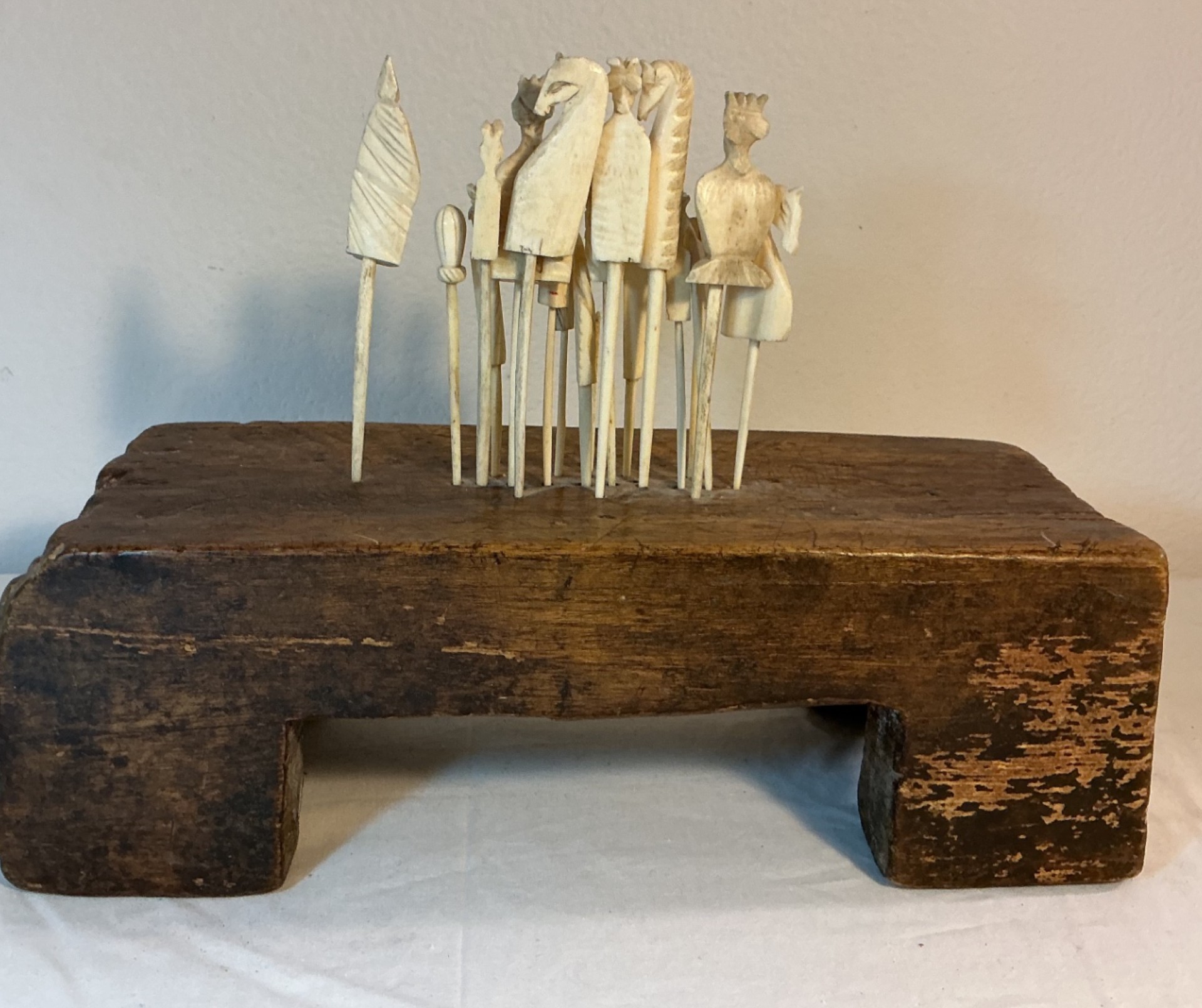 Antique French Carved Bone Chess Pieces - image 3 of 3