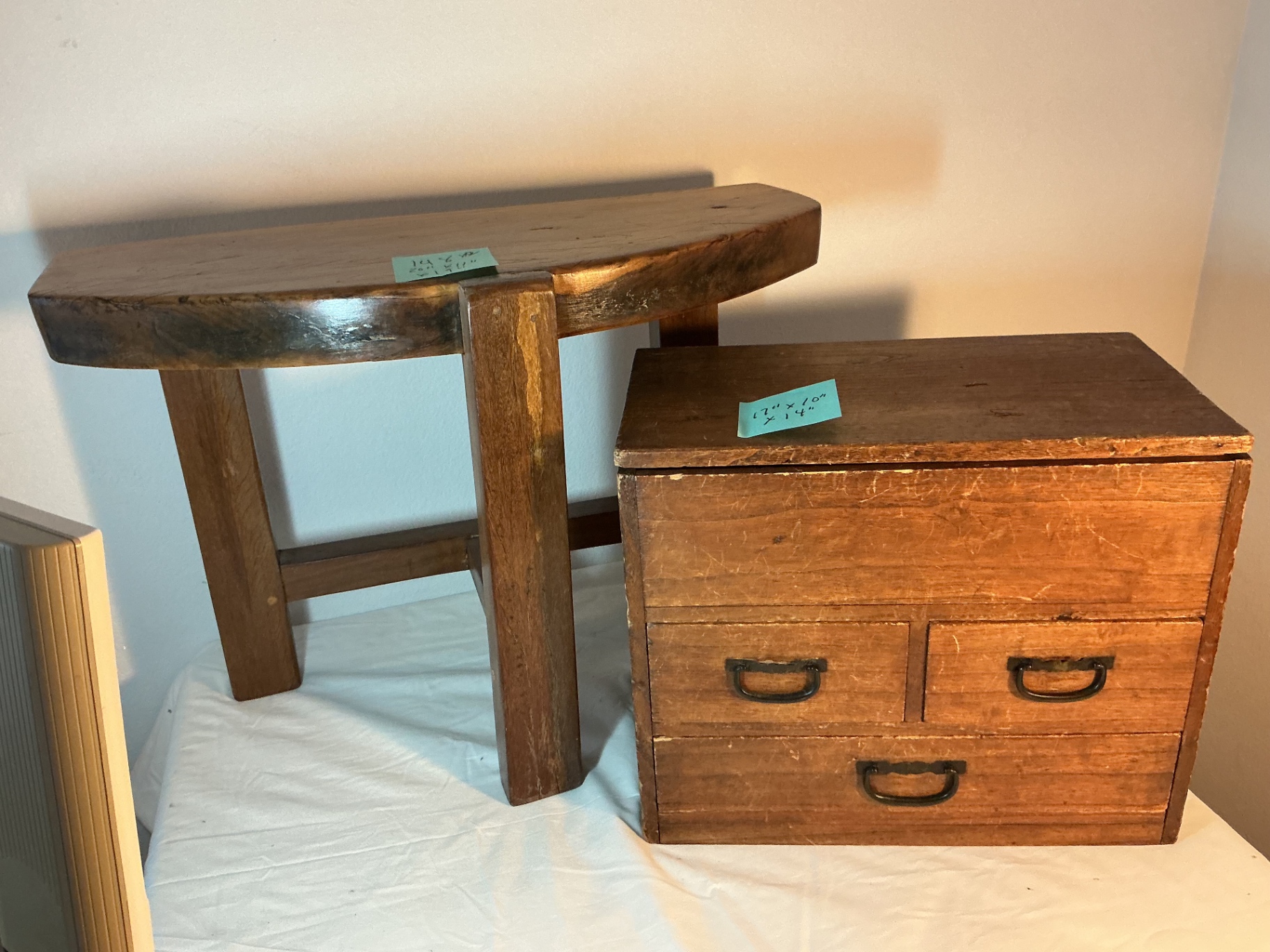 Vintage Asian Small Solid Wood table & Box with drawers - image 1 of 4
