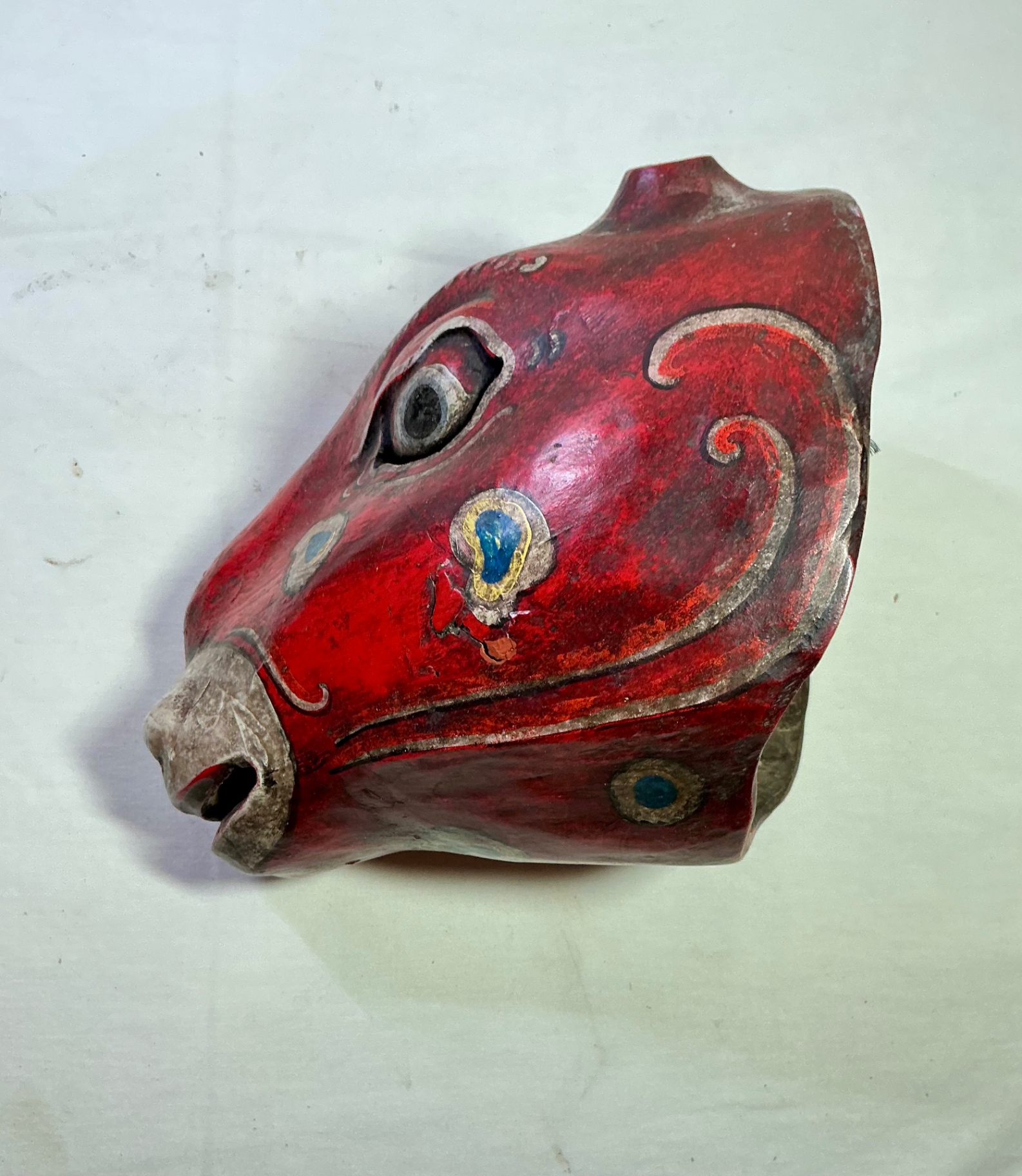 Another Hand Carved and painted Wood Folk Art Animal Mask - image 3 of 5