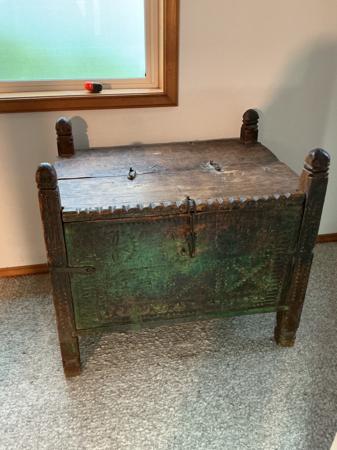 Antique Wooden Dowry Chest - image 2 of 8