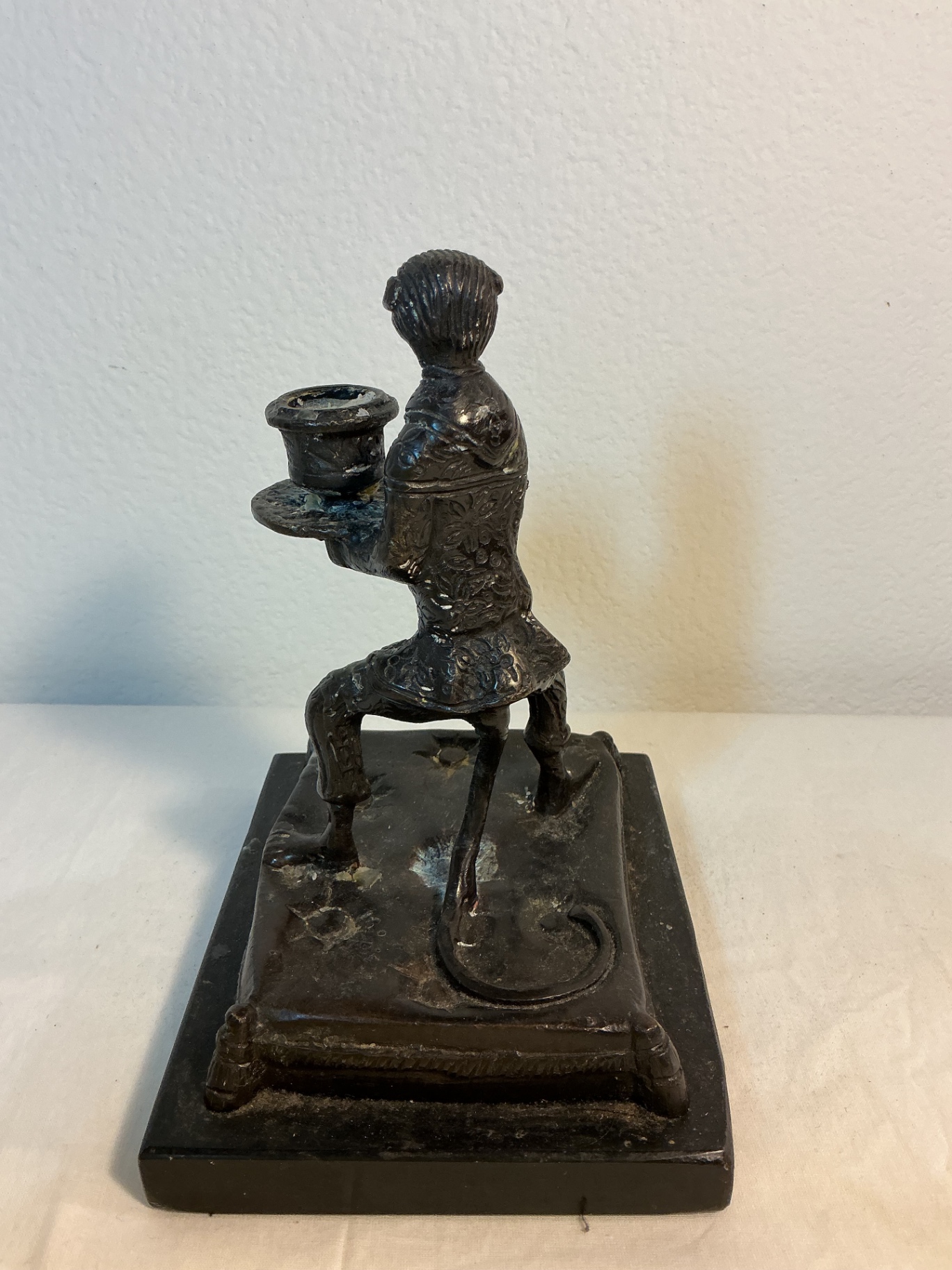 Vintage Bronze Monkey, 3 Antique Chinese Jue, and a carved bust - image 4 of 12