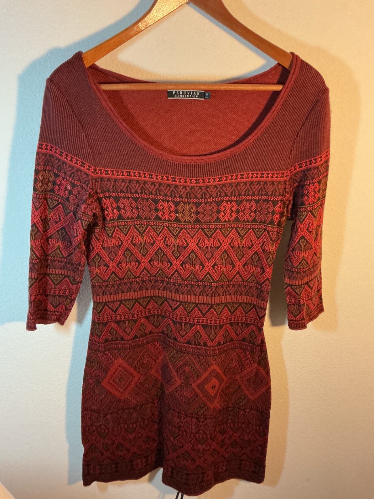Black Knit long poncho , Peruvian Knit dress - image 4 of 6