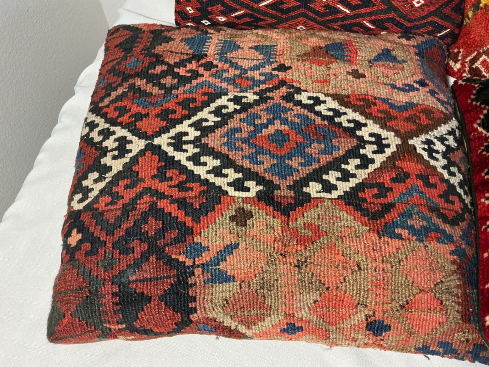 4 vintage Rug covered pillows - image 2 of 7