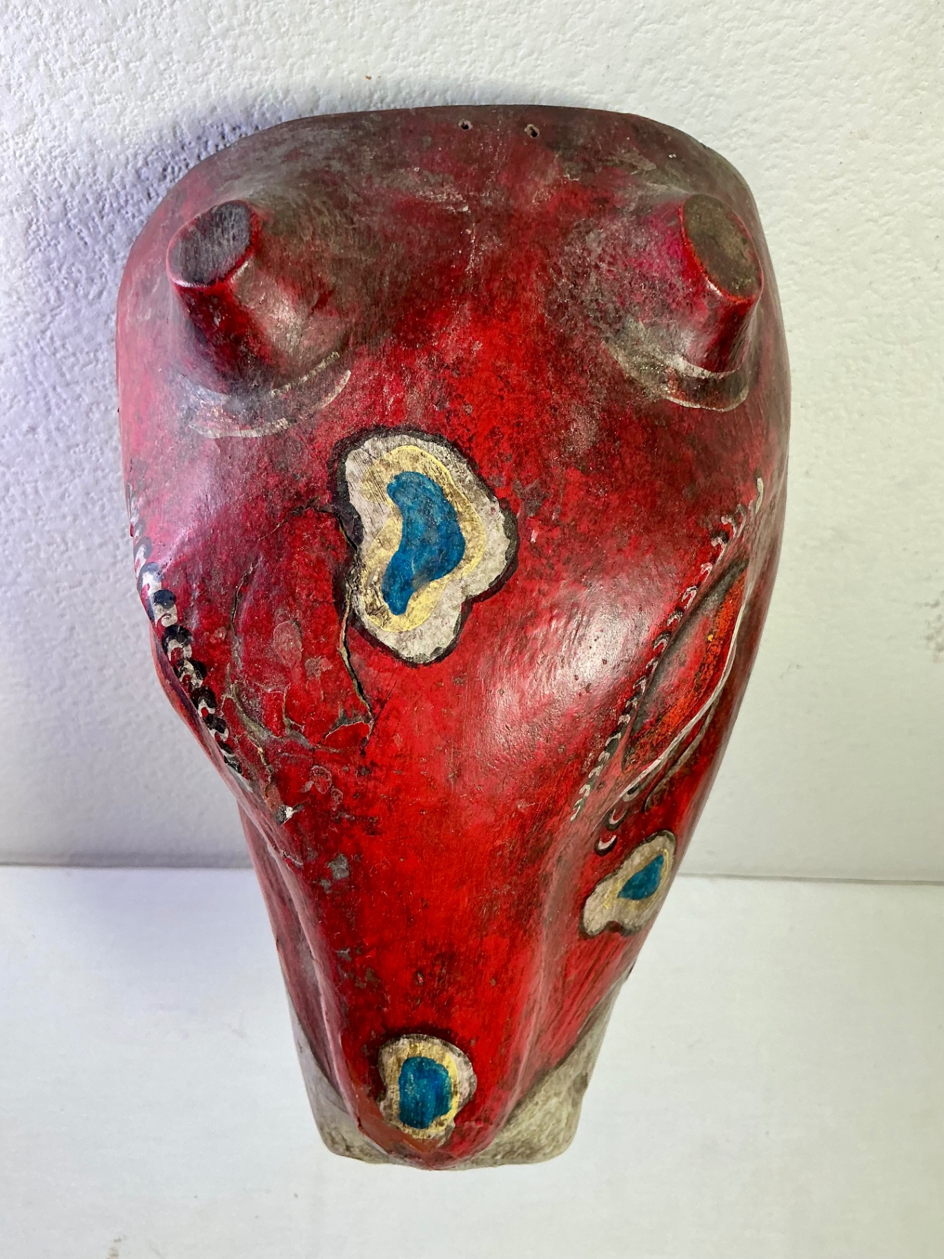 Another Hand Carved and painted Wood Folk Art Animal Mask - image 2 of 5