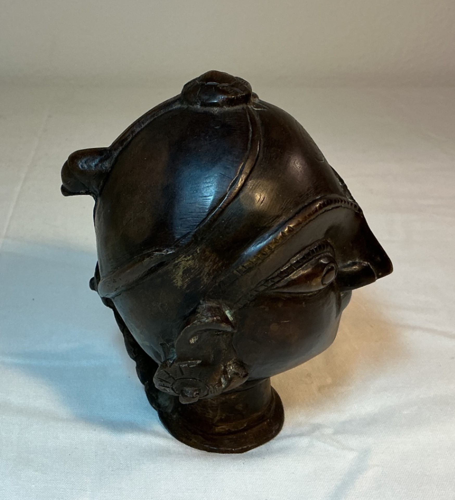 Vintage Bronze Monkey, 3 Antique Chinese Jue, and a carved bust - image 11 of 12
