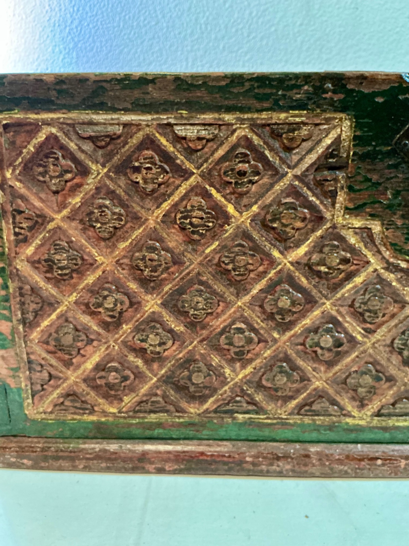 Small Vintage Carved trunk and Wicker basket  - image 3 of 10