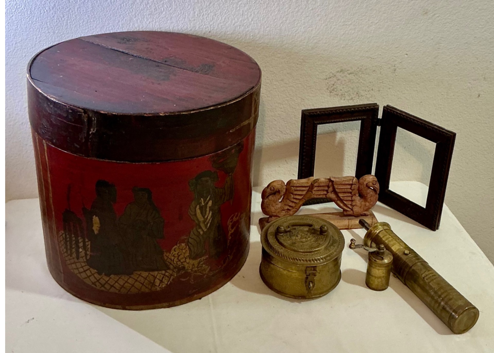 Folk Art Round Box and Unique Turkish Brass items - image 1 of 6